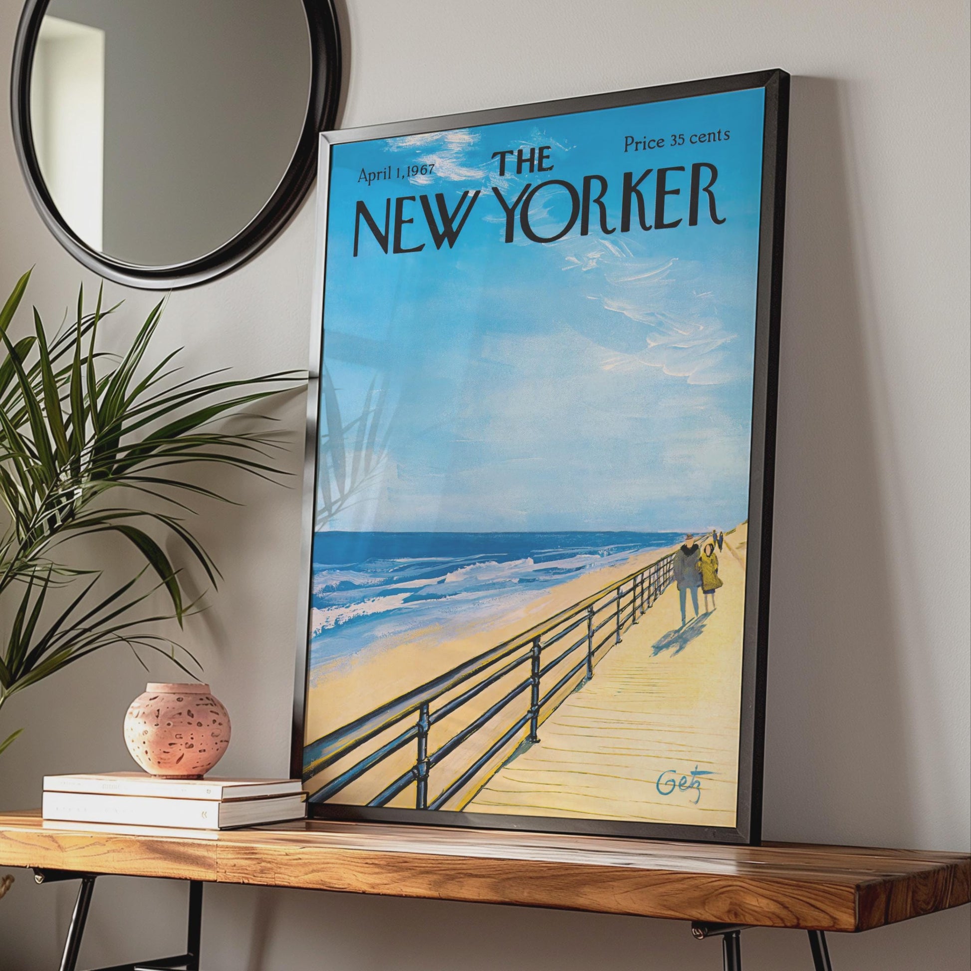 The New Yorker Poster 1967, Beach Boardwalk Art Print, Coastal Wall Art, Vintage wall art print