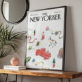 New Yorker Christmas Poster, Vintage 1984 Holiday Toys Cover Art, Retro Festive Wall Art wall art print