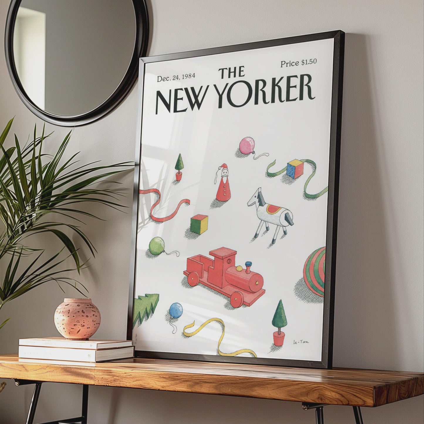 New Yorker Christmas Poster, Vintage 1984 Holiday Toys Cover Art, Retro Festive Wall Art wall art print