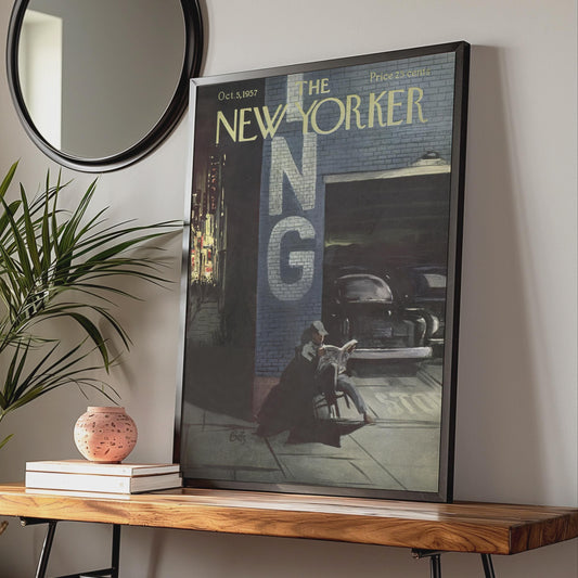 The New Yorker 1957 Poster, Vintage NYC Street Scene Art, Retro Magazine Cover Print wall art print