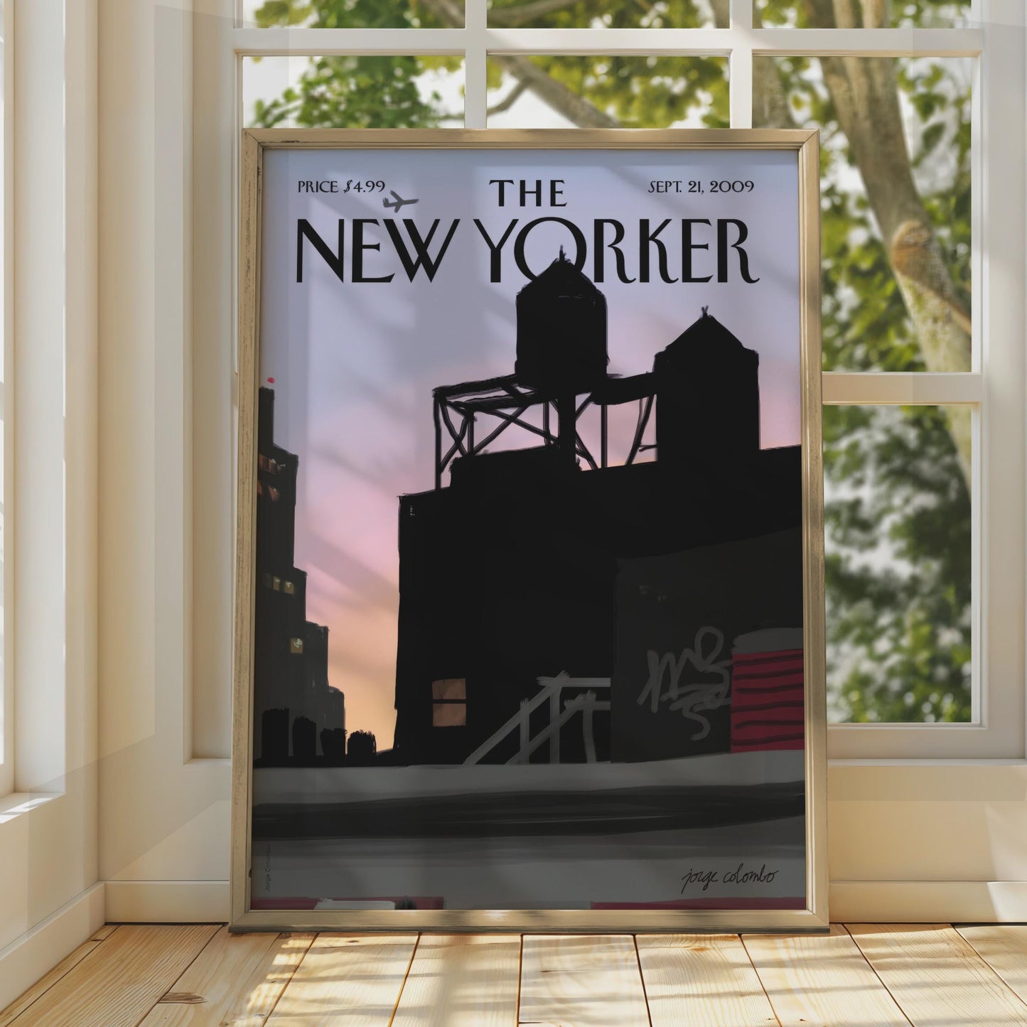 The New Yorker Poster, NYC Skyline Water Tower Sunset, New York City Wall Art wall art print