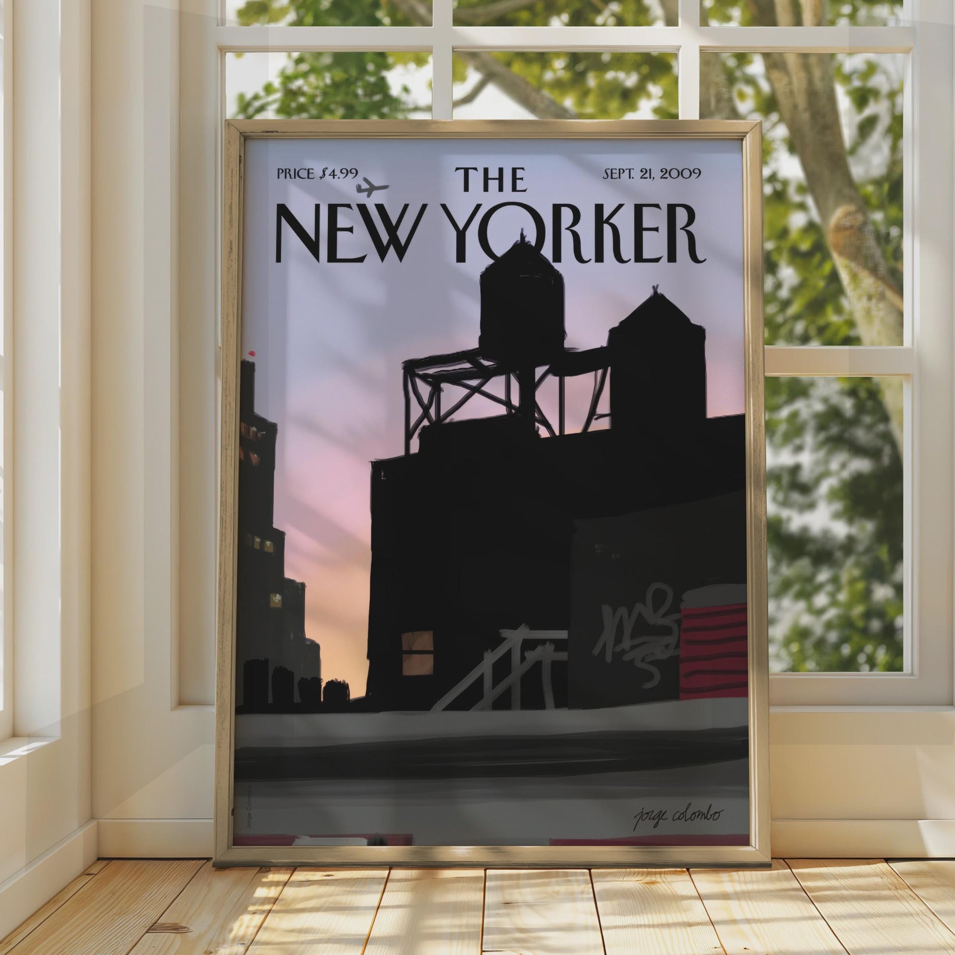 The New Yorker Poster, NYC Skyline Water Tower Sunset, New York City Wall Art wall art print