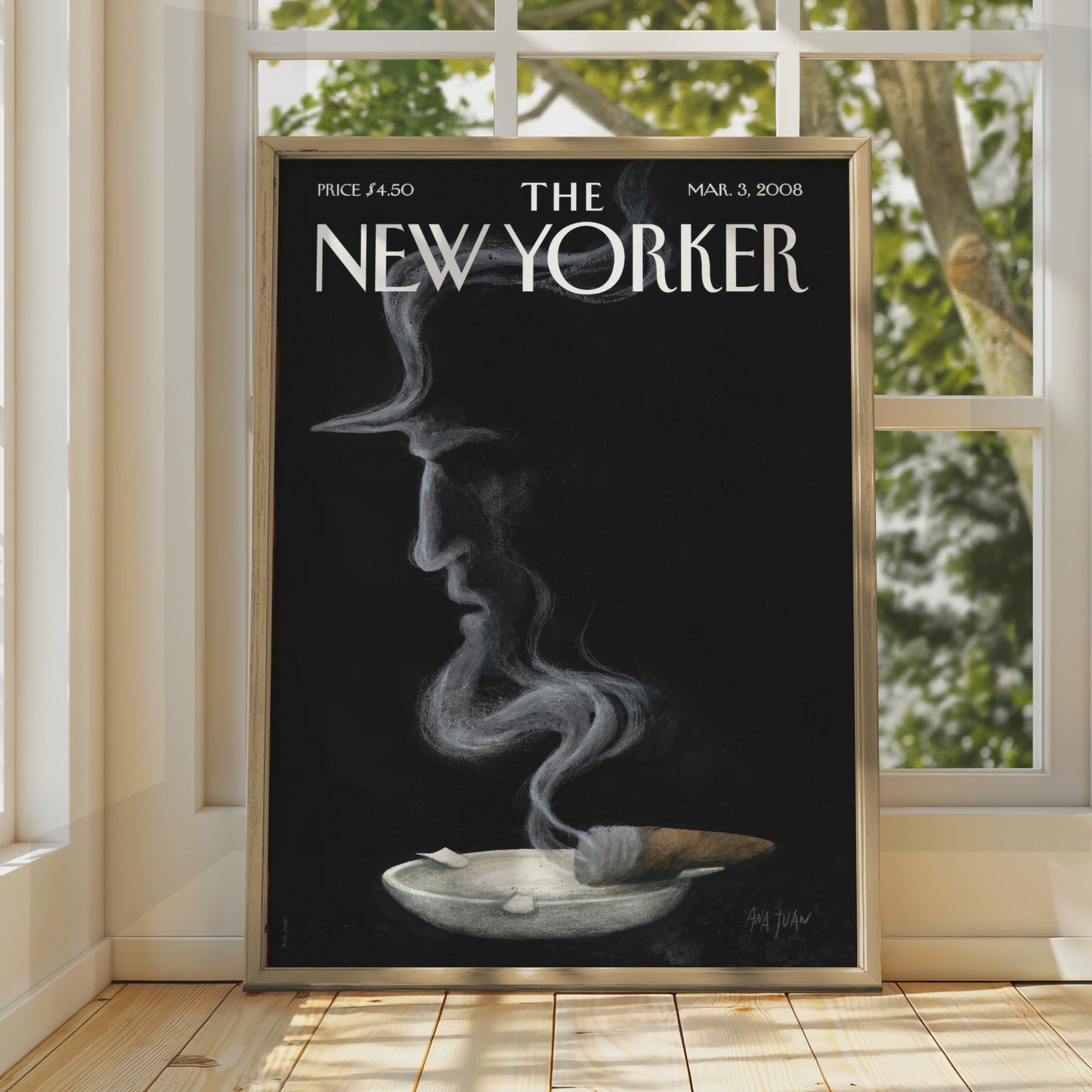 The New Yorker Cover Poster, Smoke Face Art Print, Ana Juan 2008, Black Wall Art wall art print