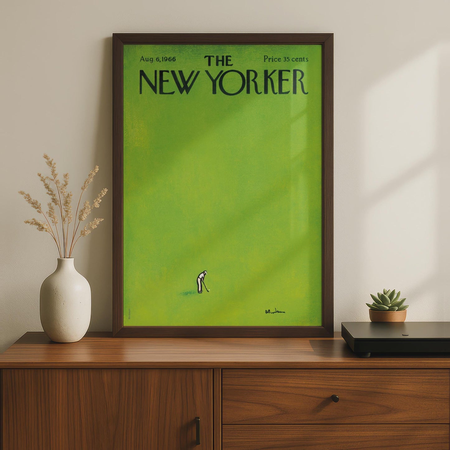 New Yorker Golf Poster, 1966 Vintage Magazine Cover Art, Green Minimalist Wall Art wall art print