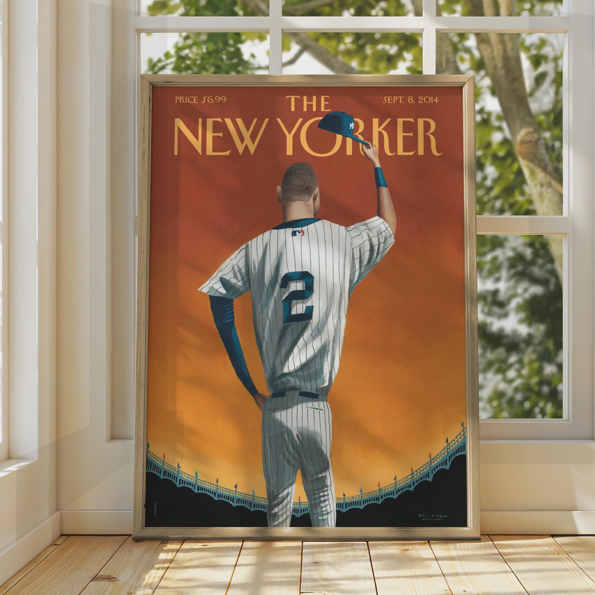 The New Yorker Baseball Poster, Yankees Number 2 Art Print, Sports Wall Art wall art print