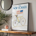 The New Yorker Poster 1985, Bicycle American Flag Art Print, Patriotic Wall Decor wall art print