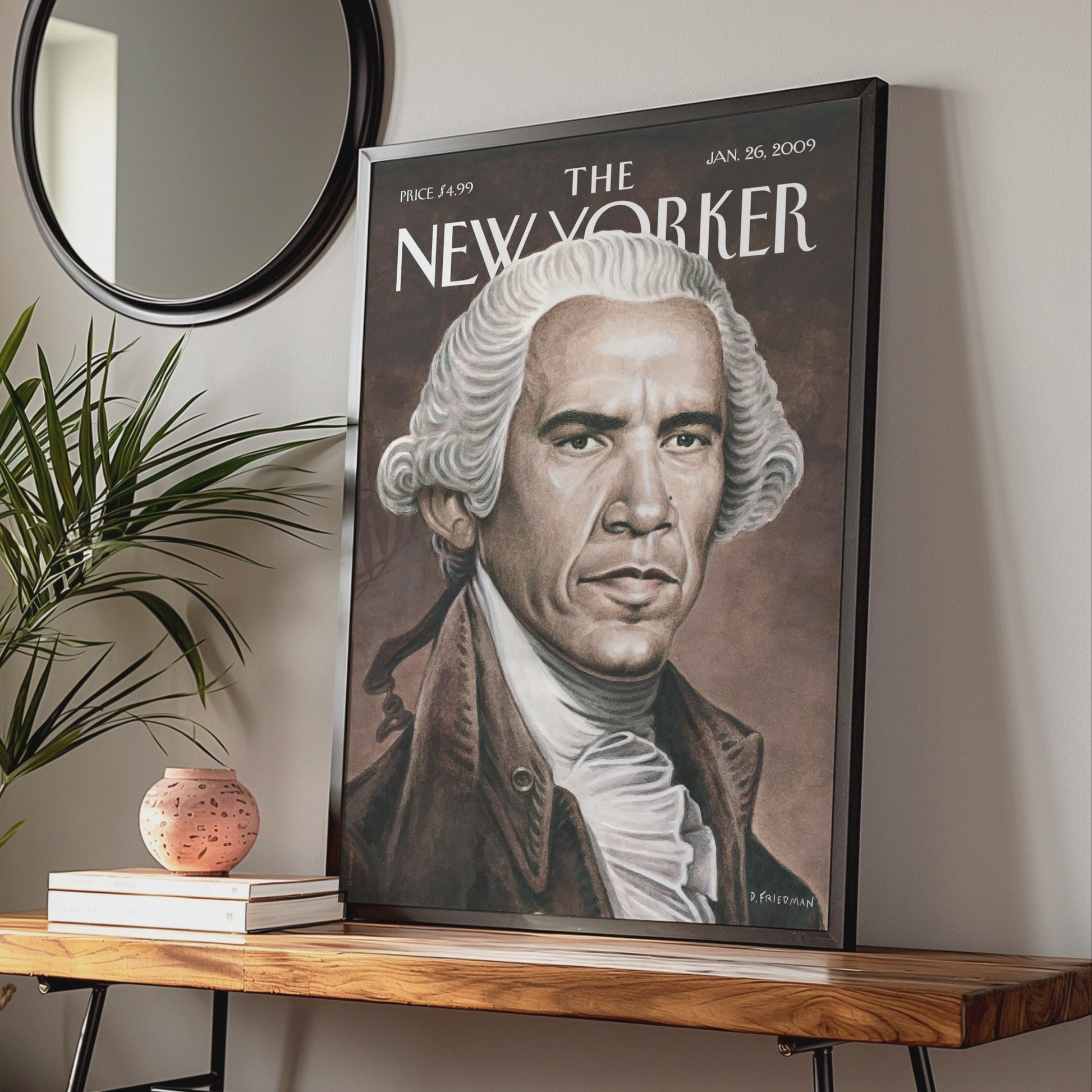 The New Yorker Cover Poster Jan 2009, Founding Father Portrait, Wall Art Print wall art print