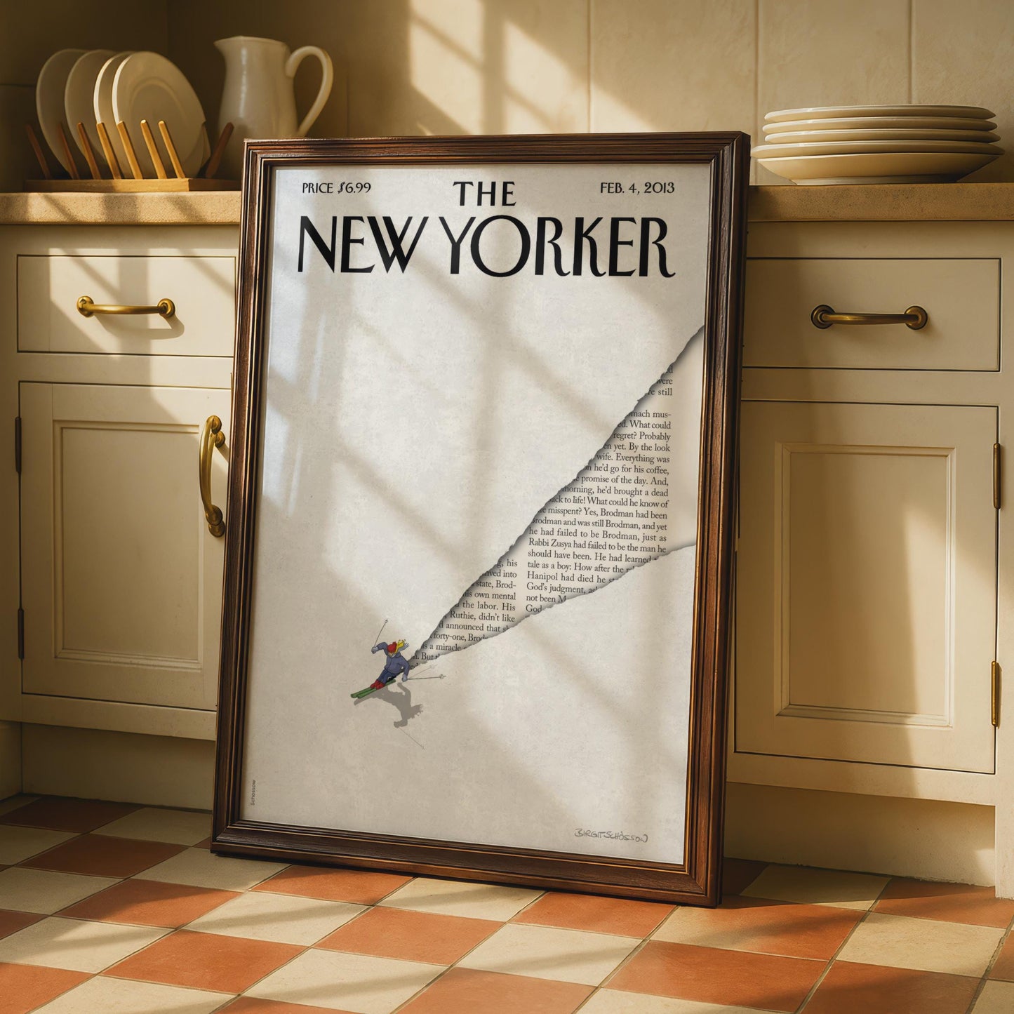 The New Yorker Poster, Skier Cover Art Print, February 2013, Winter Wall Art wall art print