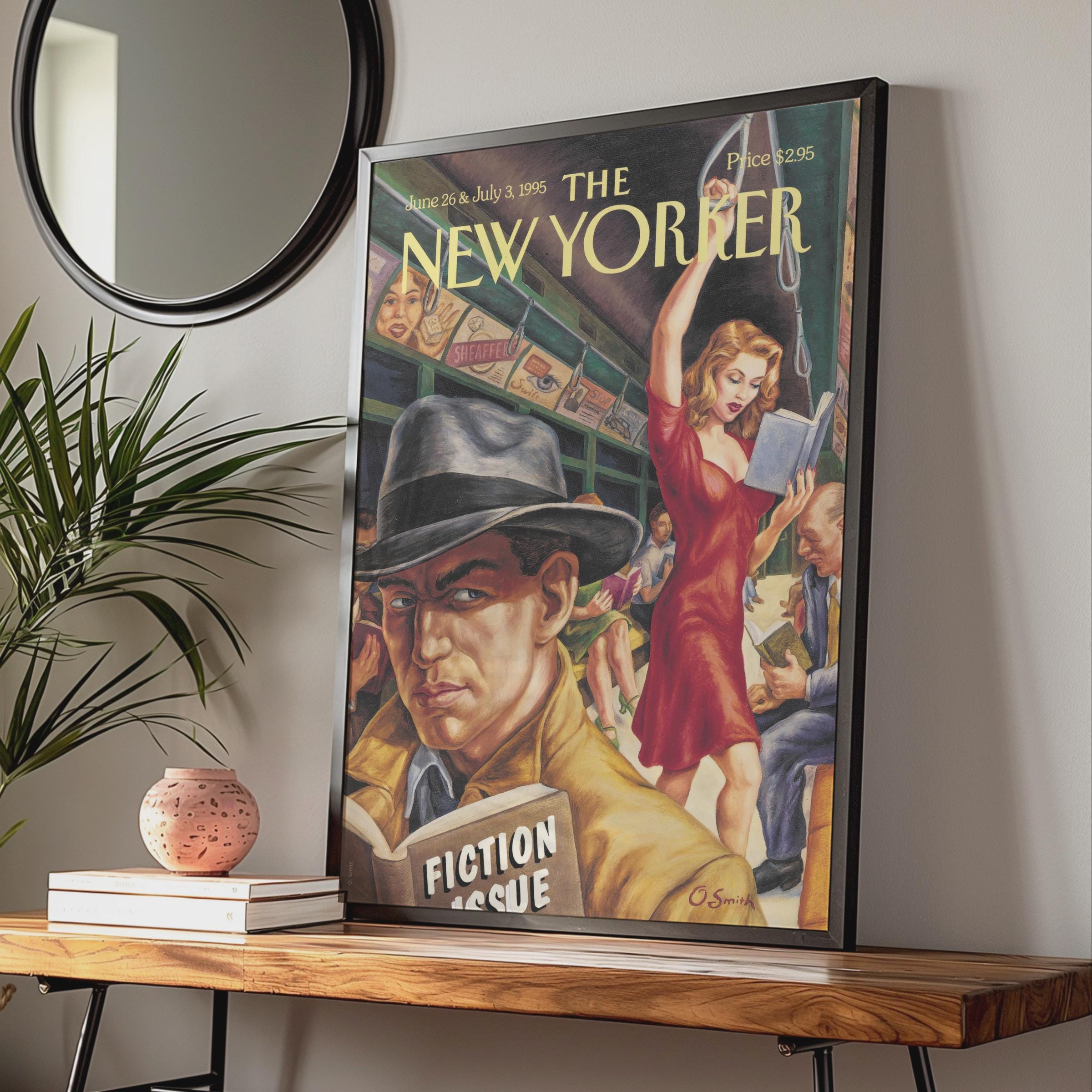 New Yorker 1995 Subway Fiction Issue Poster, Retro NYC Art Print, Vintage Cover wall art print