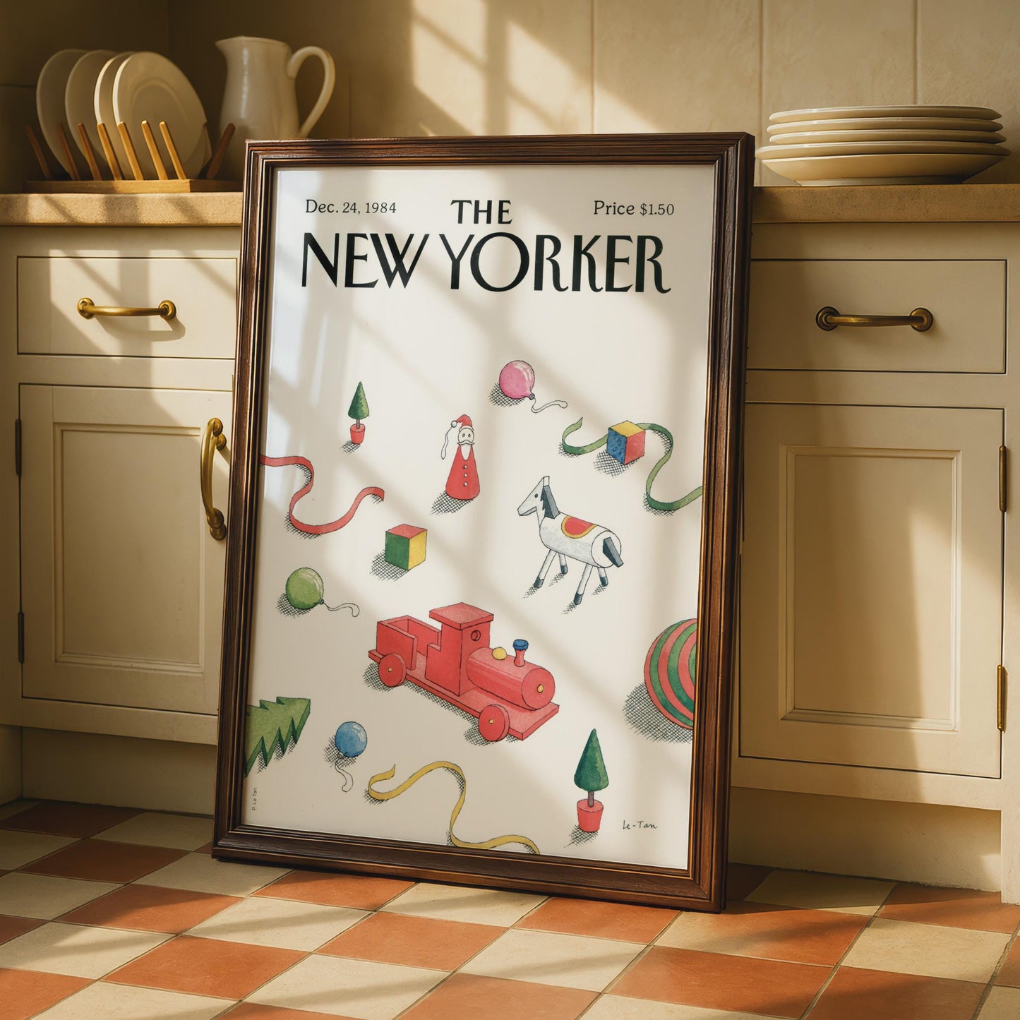 New Yorker Christmas Poster, Vintage 1984 Holiday Toys Cover Art, Retro Festive Wall Art wall art print
