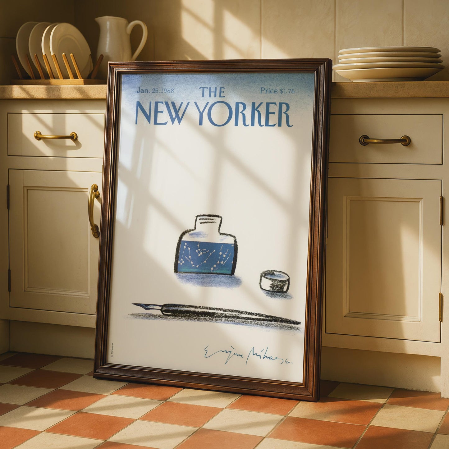 The New Yorker 1988 Poster, Ink Bottle Constellation Art, Vintage Magazine Cover Print wall art print