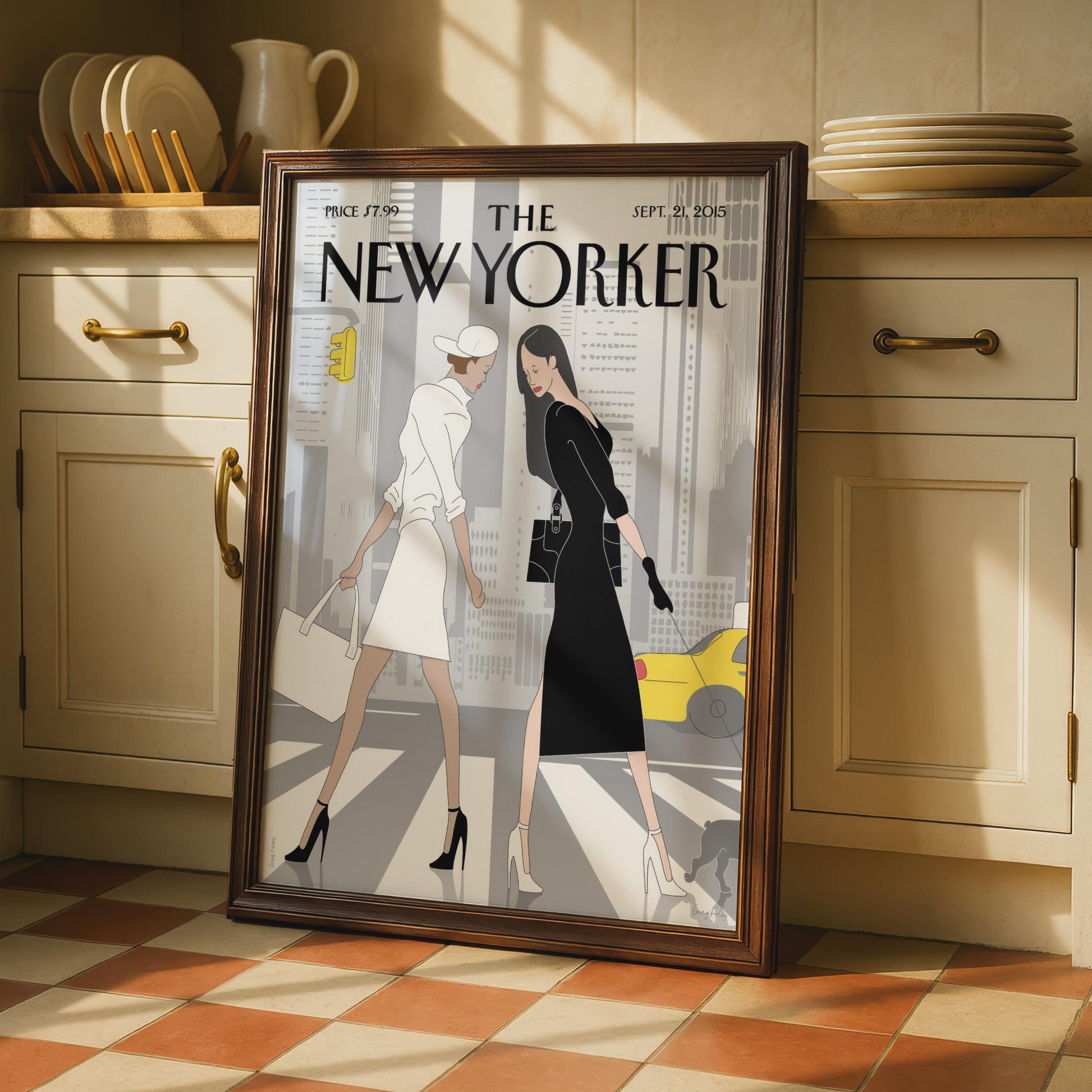 The New Yorker Fashion Poster, NYC Street Style Wall Art, Black White Print wall art print