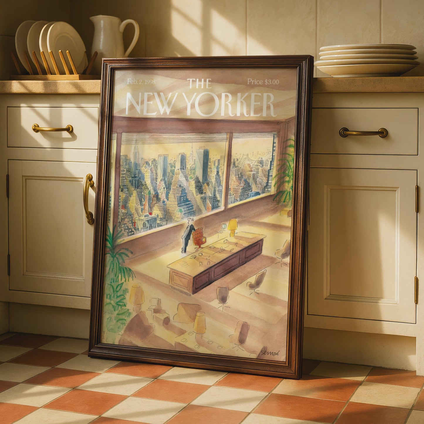 The New Yorker 1998 Cover Poster, NYC Skyline Office Art, Sempe Wall Art Print wall art print