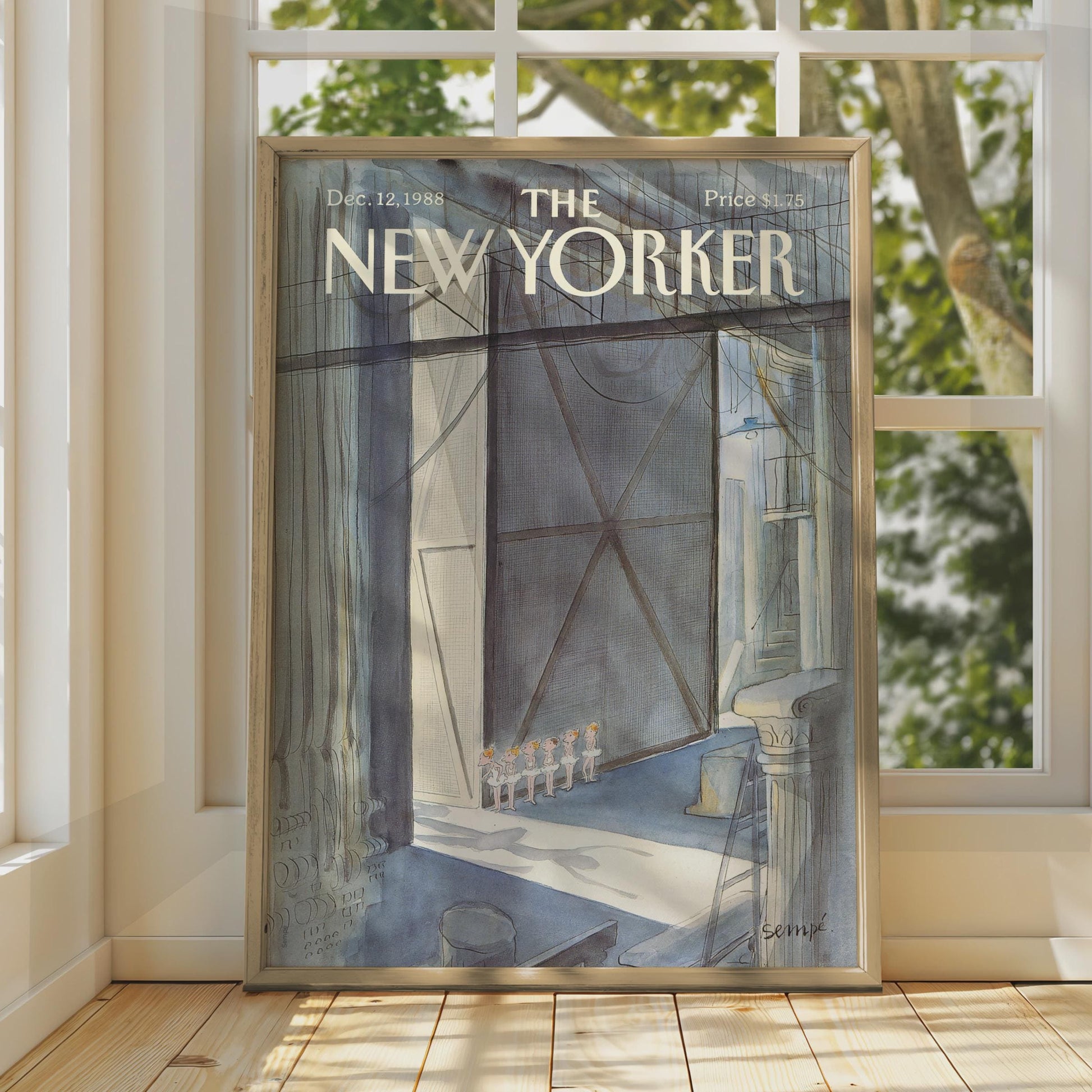 New Yorker Cover Poster, Ballet Dancers Art Print, Sempe 1988, Theatre Wall Art wall art print