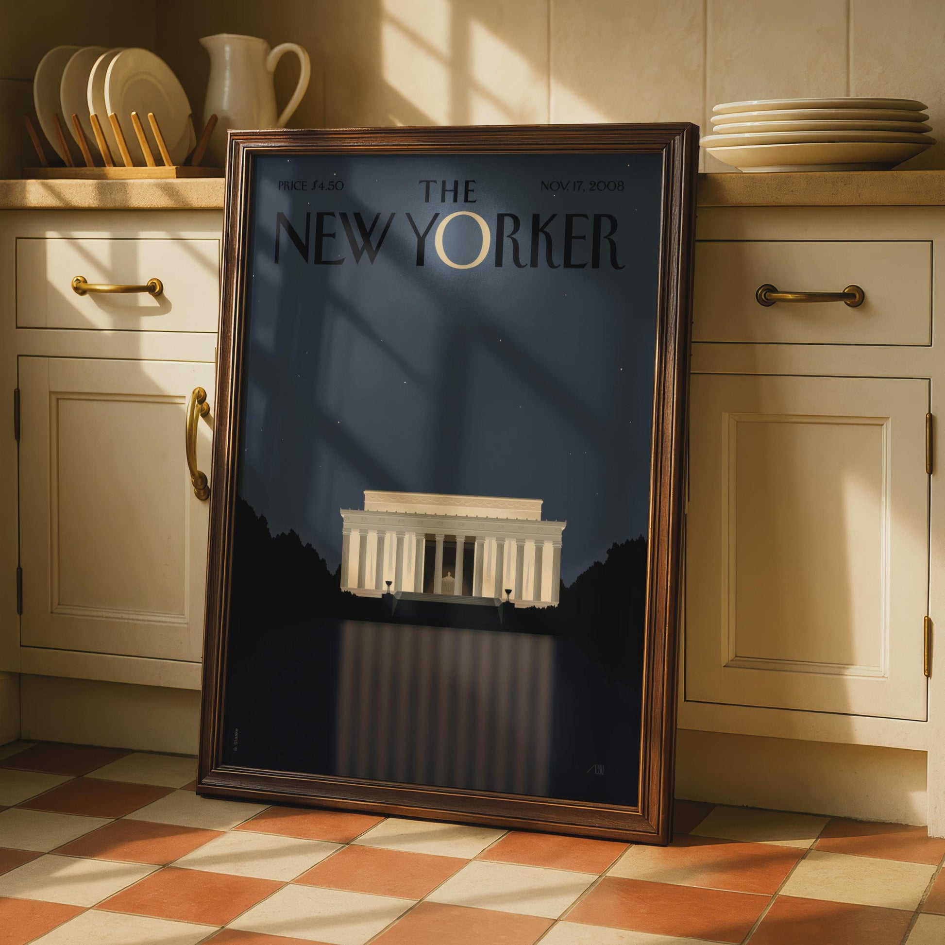 The New Yorker Poster Lincoln Memorial Washington DC, Magazine Cover Wall Art wall art print