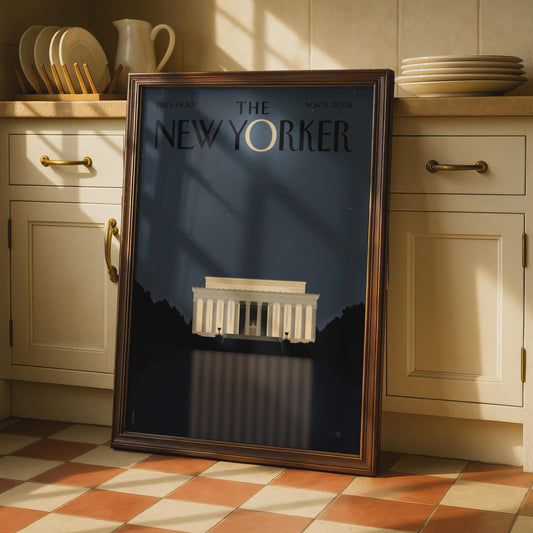 The New Yorker Poster Lincoln Memorial Washington DC, Magazine Cover Wall Art wall art print