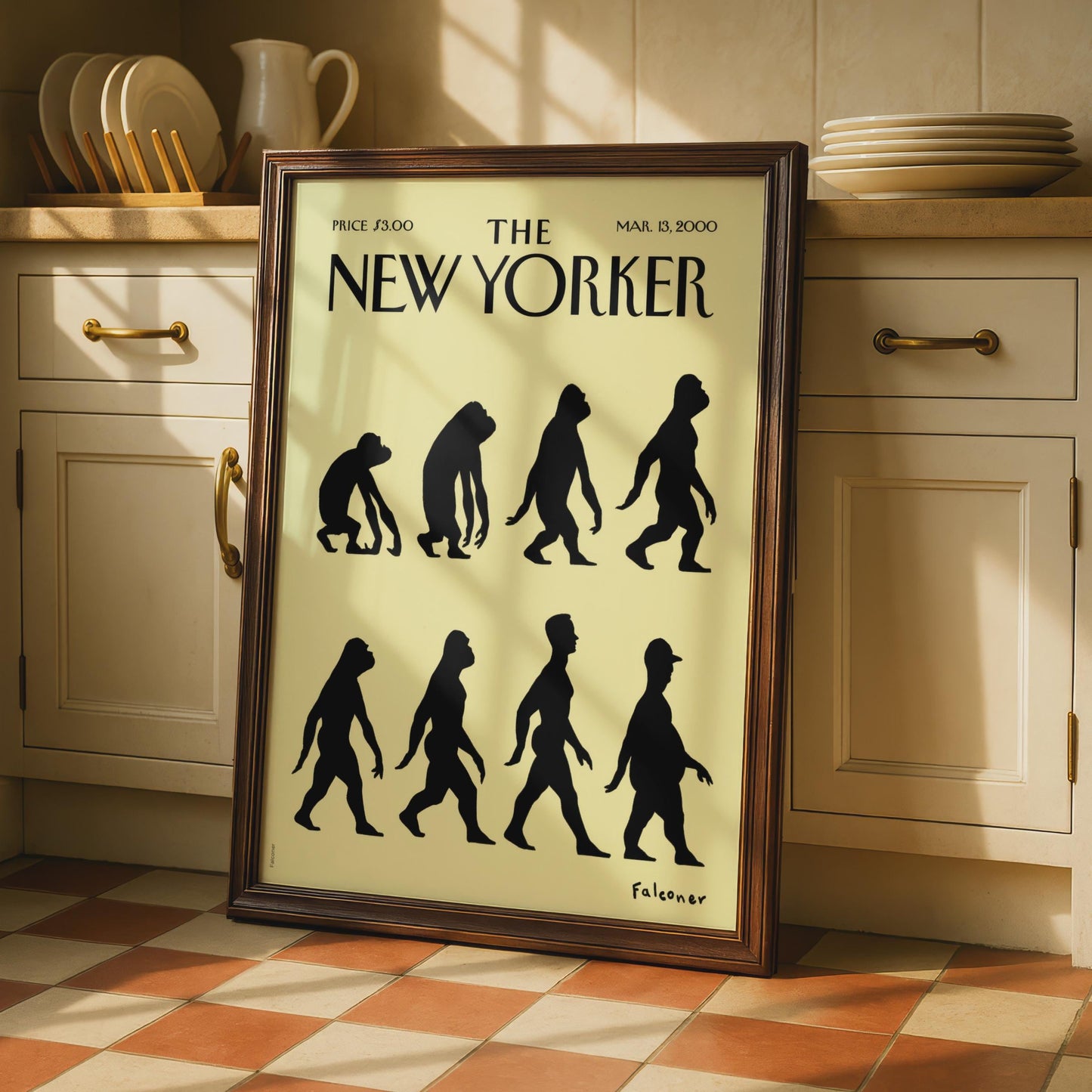 The New Yorker Evolution Poster, Falconer Cover Art, March 2000, Wall Art Print wall art print