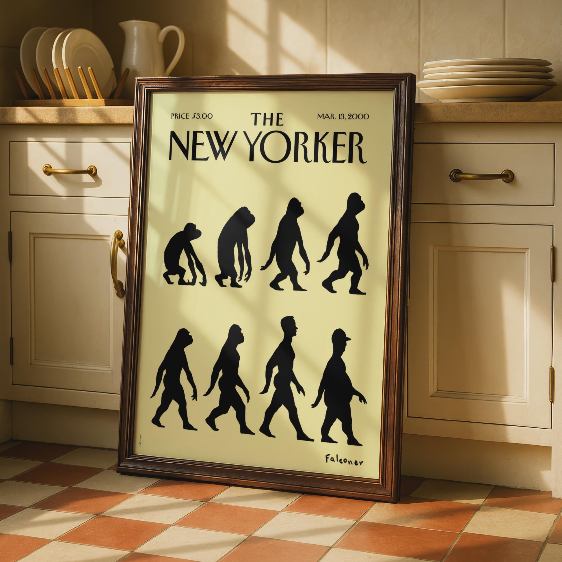 The New Yorker Evolution Poster, Falconer Cover Art, March 2000, Wall Art Print wall art print