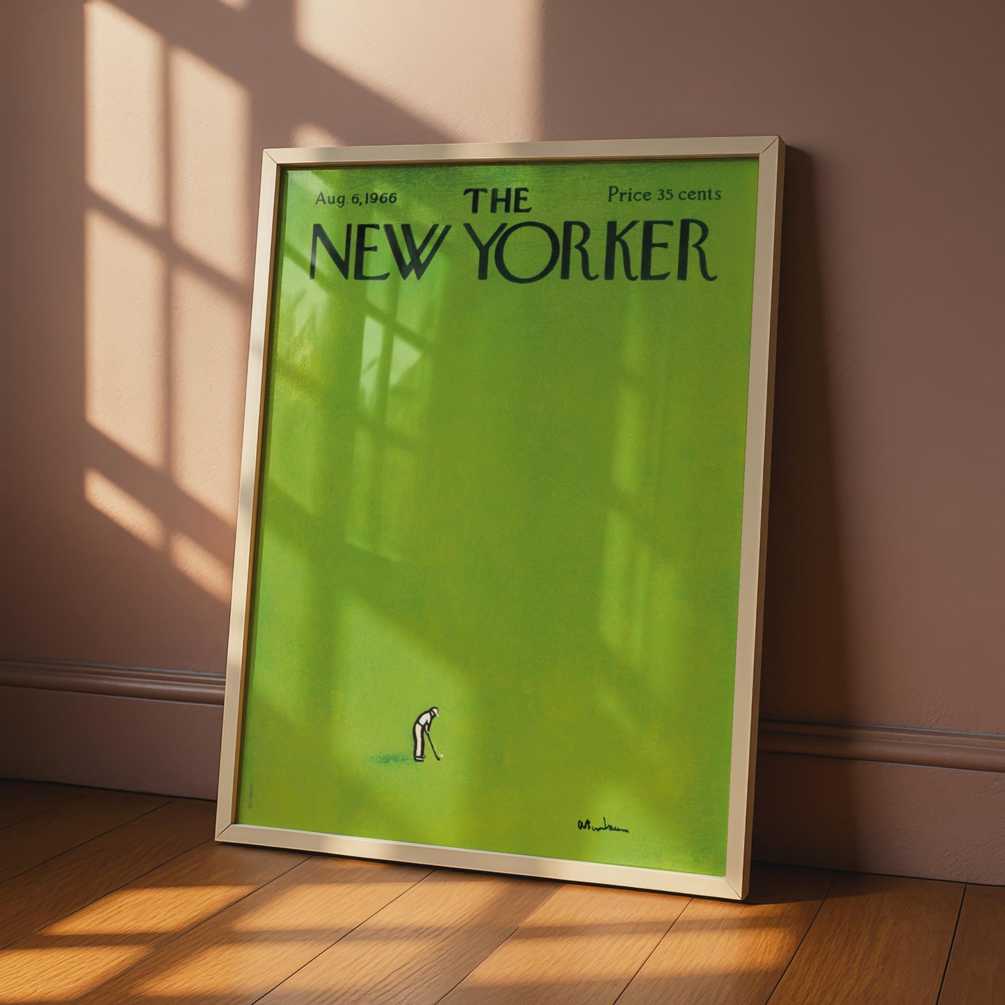 New Yorker Golf Poster, 1966 Vintage Magazine Cover Art, Green Minimalist Wall Art wall art print