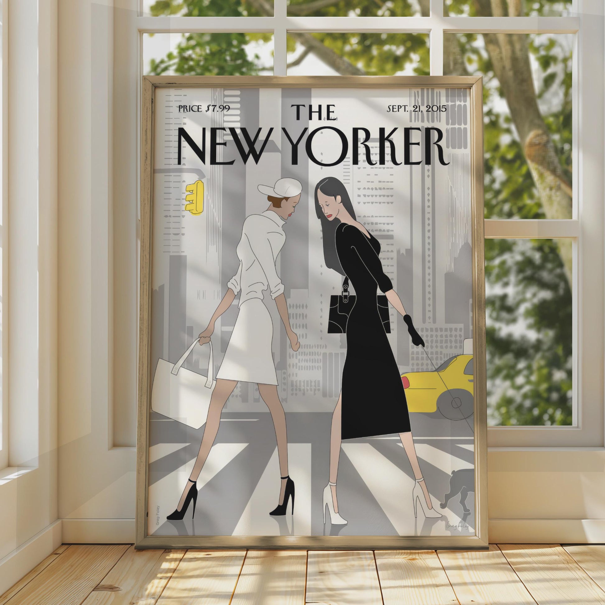 The New Yorker Fashion Poster, NYC Street Style Wall Art, Black White Print wall art print