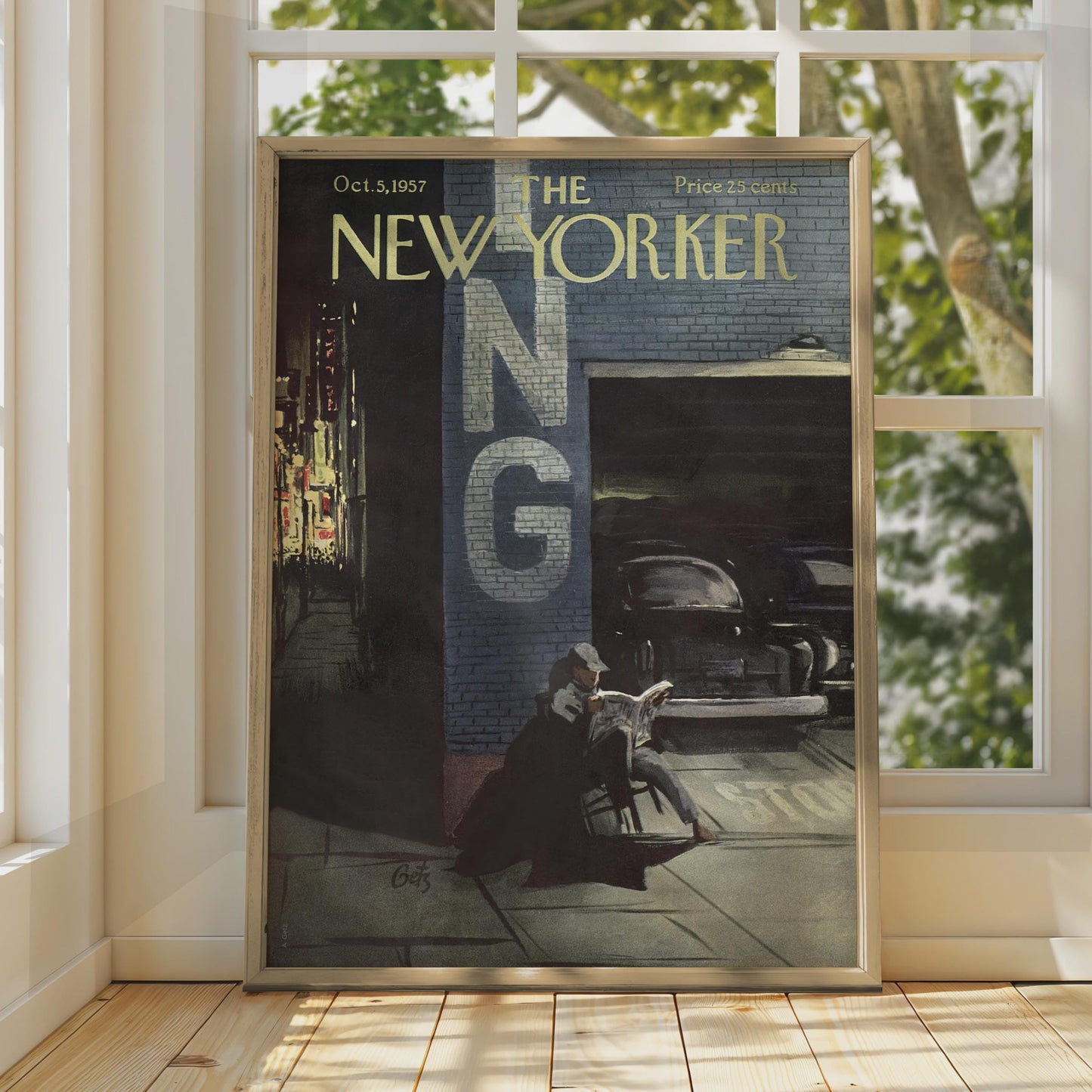 The New Yorker 1957 Poster, Vintage NYC Street Scene Art, Retro Magazine Cover Print wall art print