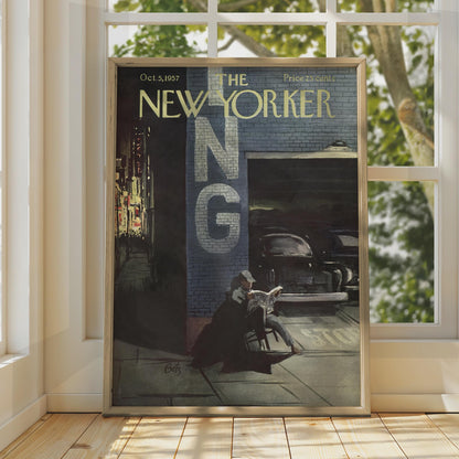 The New Yorker 1957 Poster, Vintage NYC Street Scene Art, Retro Magazine Cover Print wall art print
