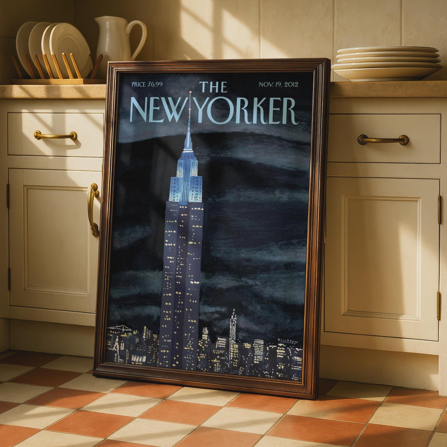 The New Yorker Poster, Empire State Building Night, NYC Wall Art, New York Print wall art print
