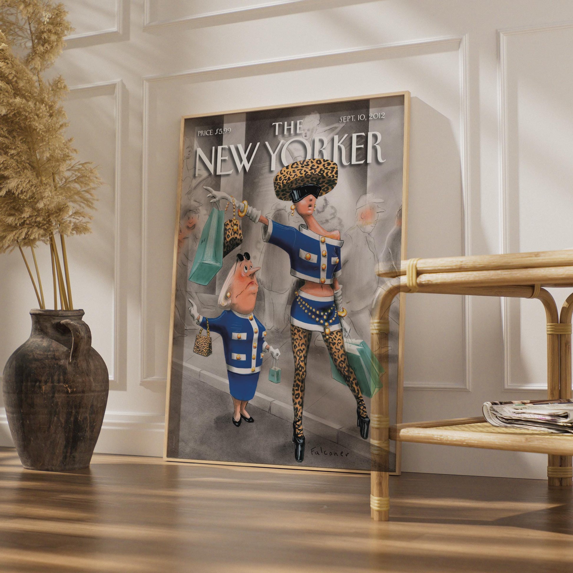 The New Yorker Cover Art Poster, Fashion Shopping Illustration, Falconer Wall Art Print wall art print
