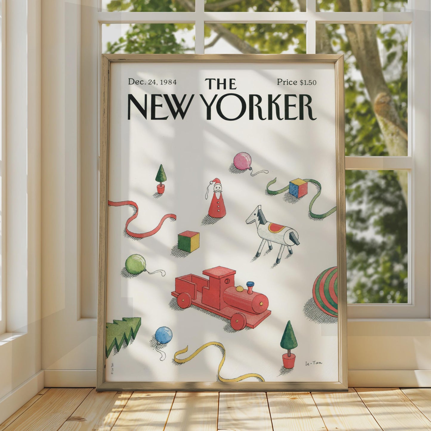 New Yorker Christmas Poster, Vintage 1984 Holiday Toys Cover Art, Retro Festive Wall Art wall art print