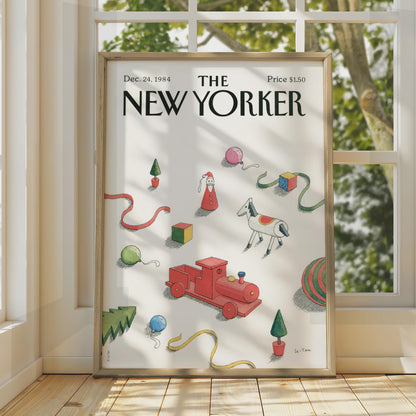 New Yorker Christmas Poster, Vintage 1984 Holiday Toys Cover Art, Retro Festive Wall Art wall art print