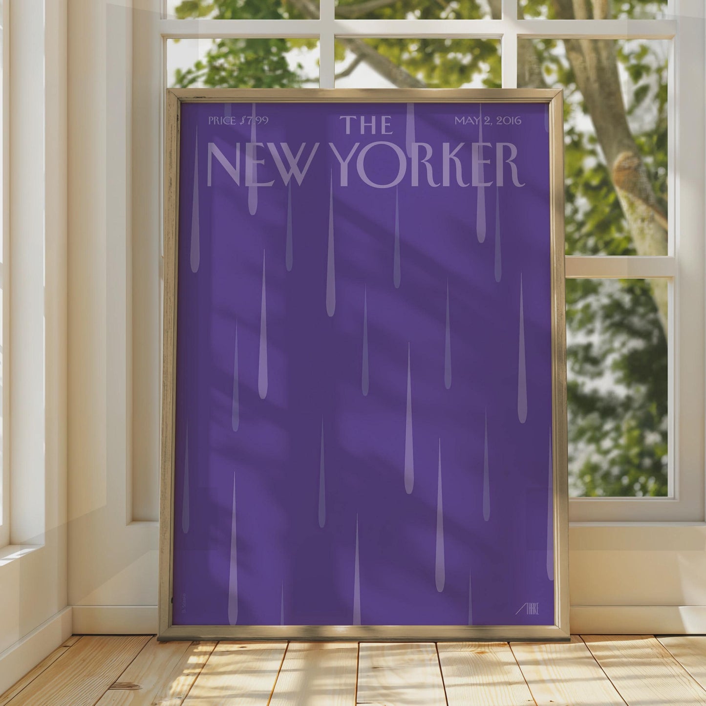 The New Yorker Poster May 2016, Purple Rain Cover Art Print, Minimalist Wall Art wall art print