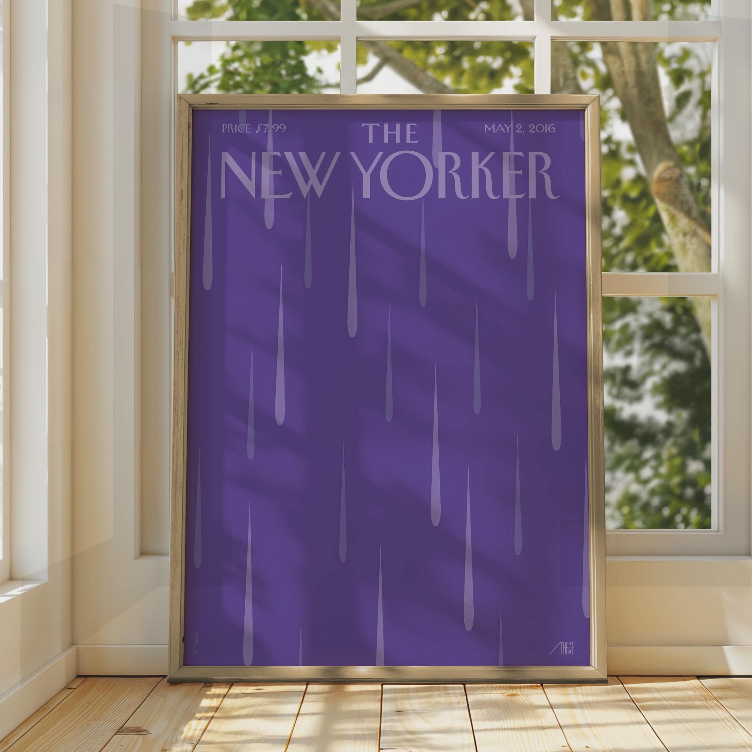 The New Yorker Poster May 2016, Purple Rain Cover Art Print, Minimalist Wall Art wall art print