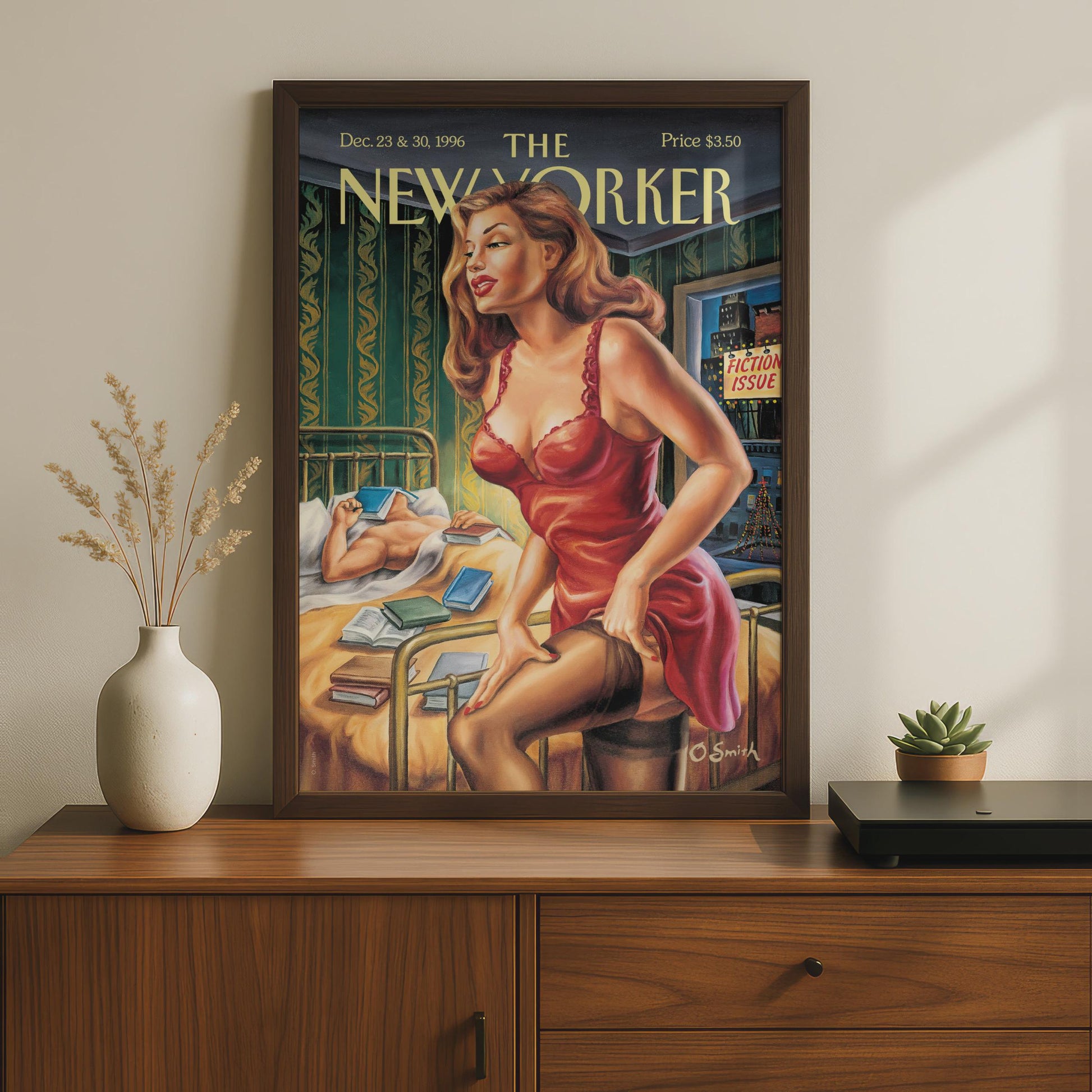 The New Yorker 1996 Fiction Issue Cover Poster, Vintage Pin-Up Art Print, Wall Art wall art print