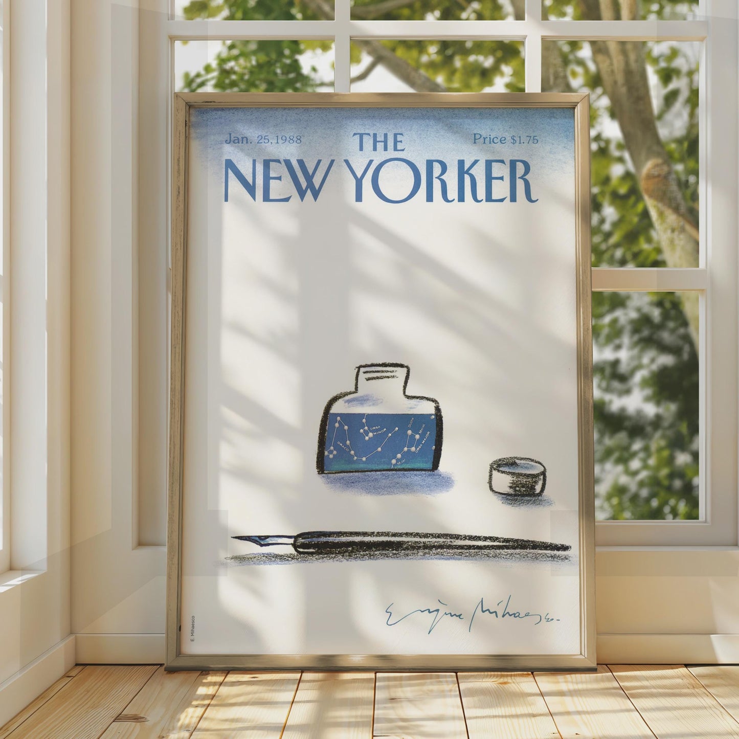 The New Yorker 1988 Poster, Ink Bottle Constellation Art, Vintage Magazine Cover Print wall art print