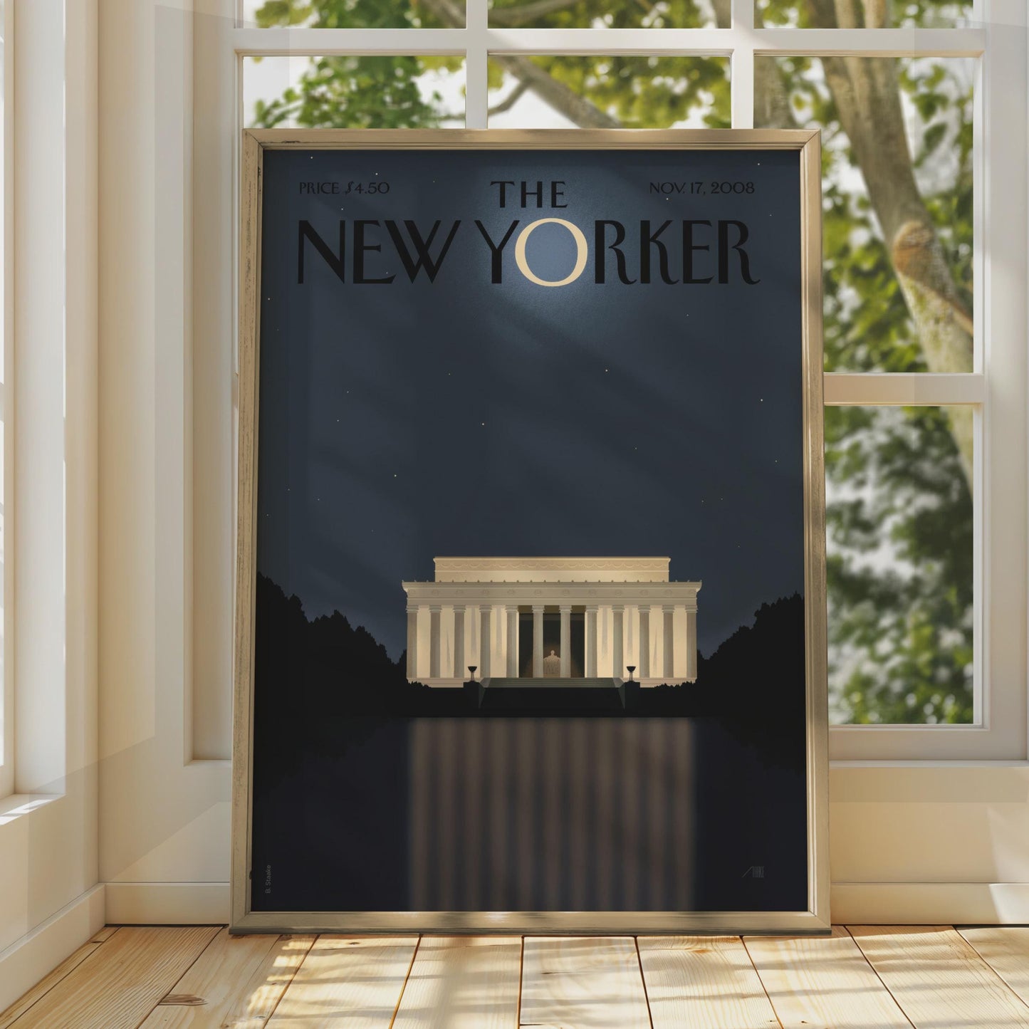 The New Yorker Poster Lincoln Memorial Washington DC, Magazine Cover Wall Art wall art print