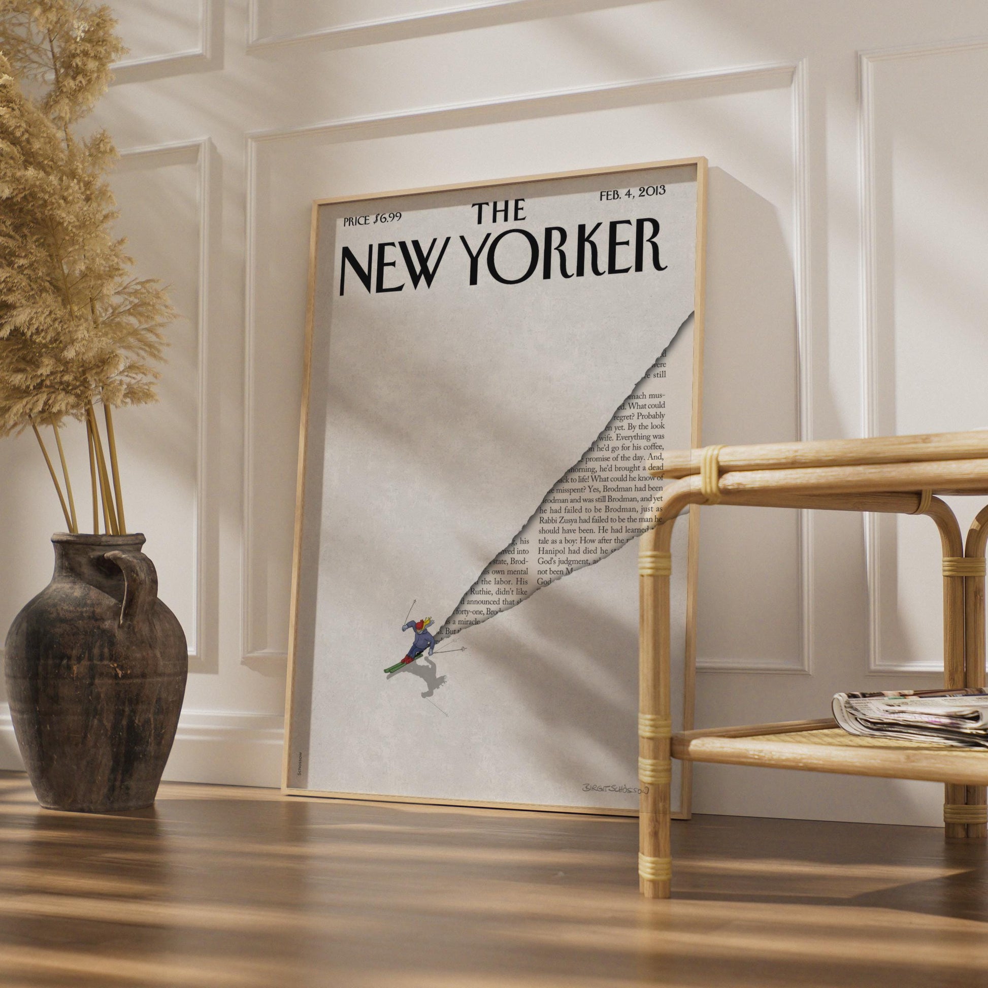 The New Yorker Poster, Skier Cover Art Print, February 2013, Winter Wall Art wall art print