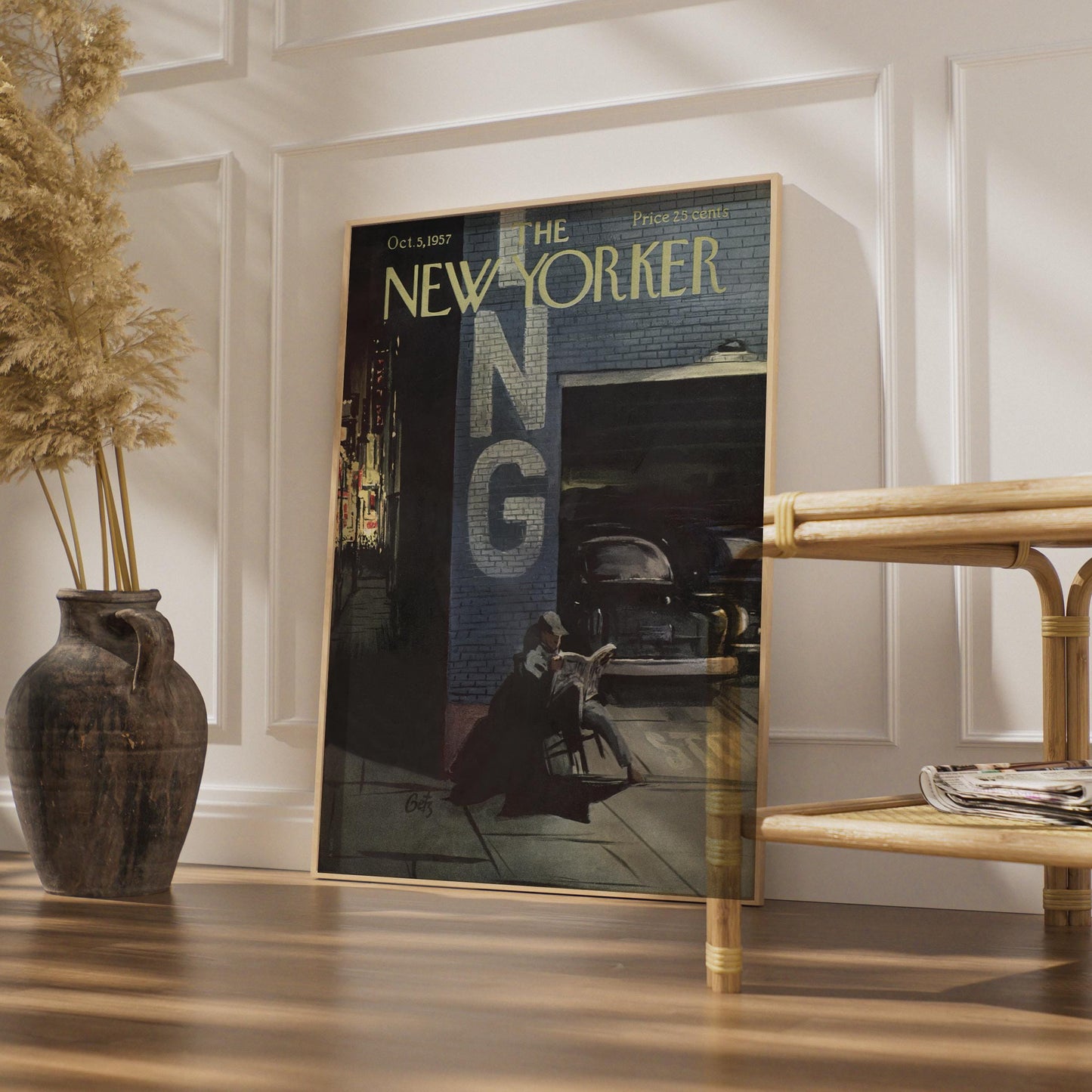The New Yorker 1957 Poster, Vintage NYC Street Scene Art, Retro Magazine Cover Print wall art print
