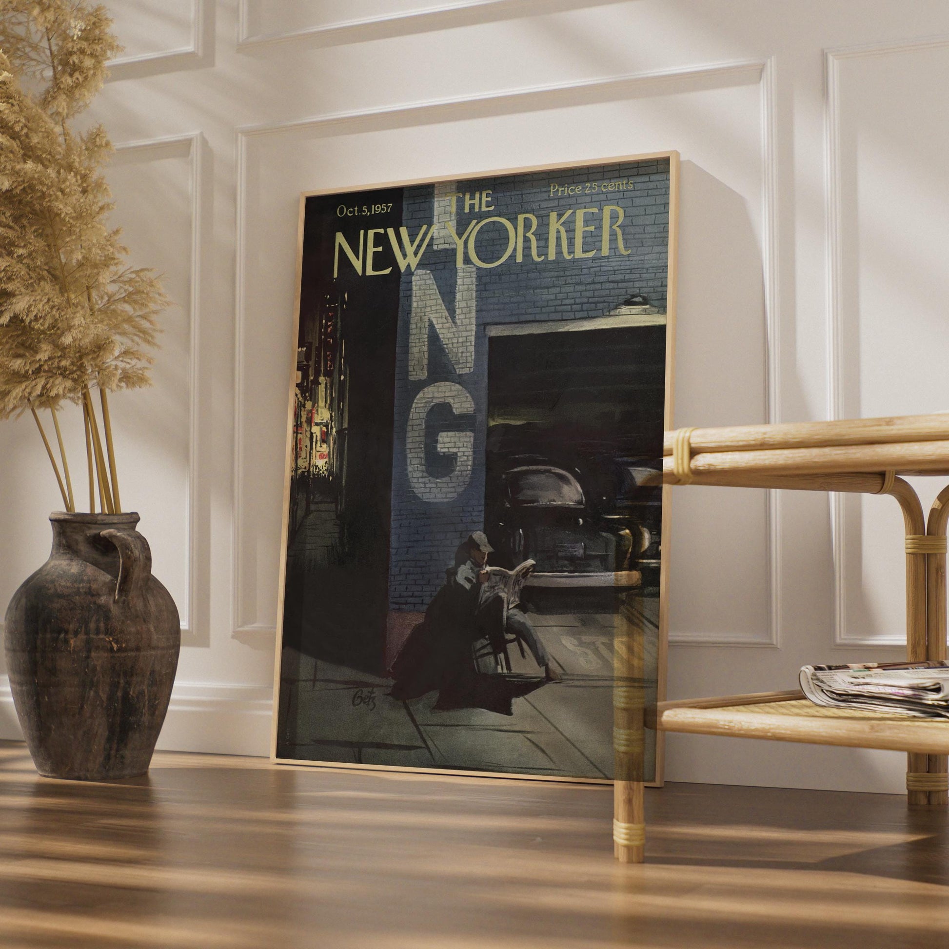 The New Yorker 1957 Poster, Vintage NYC Street Scene Art, Retro Magazine Cover Print wall art print