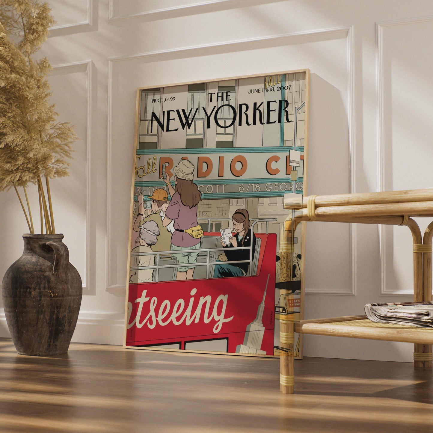 The New Yorker Poster, Radio City NYC Cover Art, Sightseeing Bus Wall Art Print wall art print