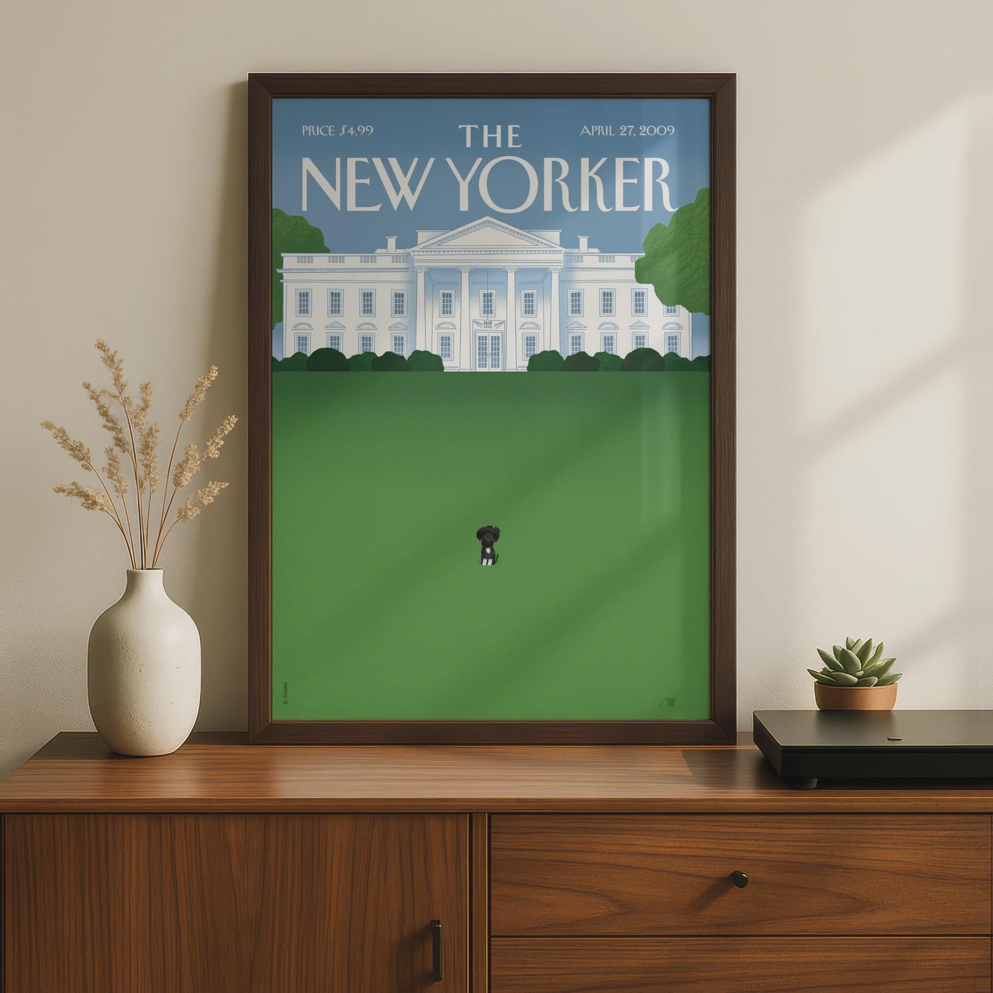 The New Yorker Cover Poster, White House Black Dog Art Print, Iconic Magazine Wall Art wall art print