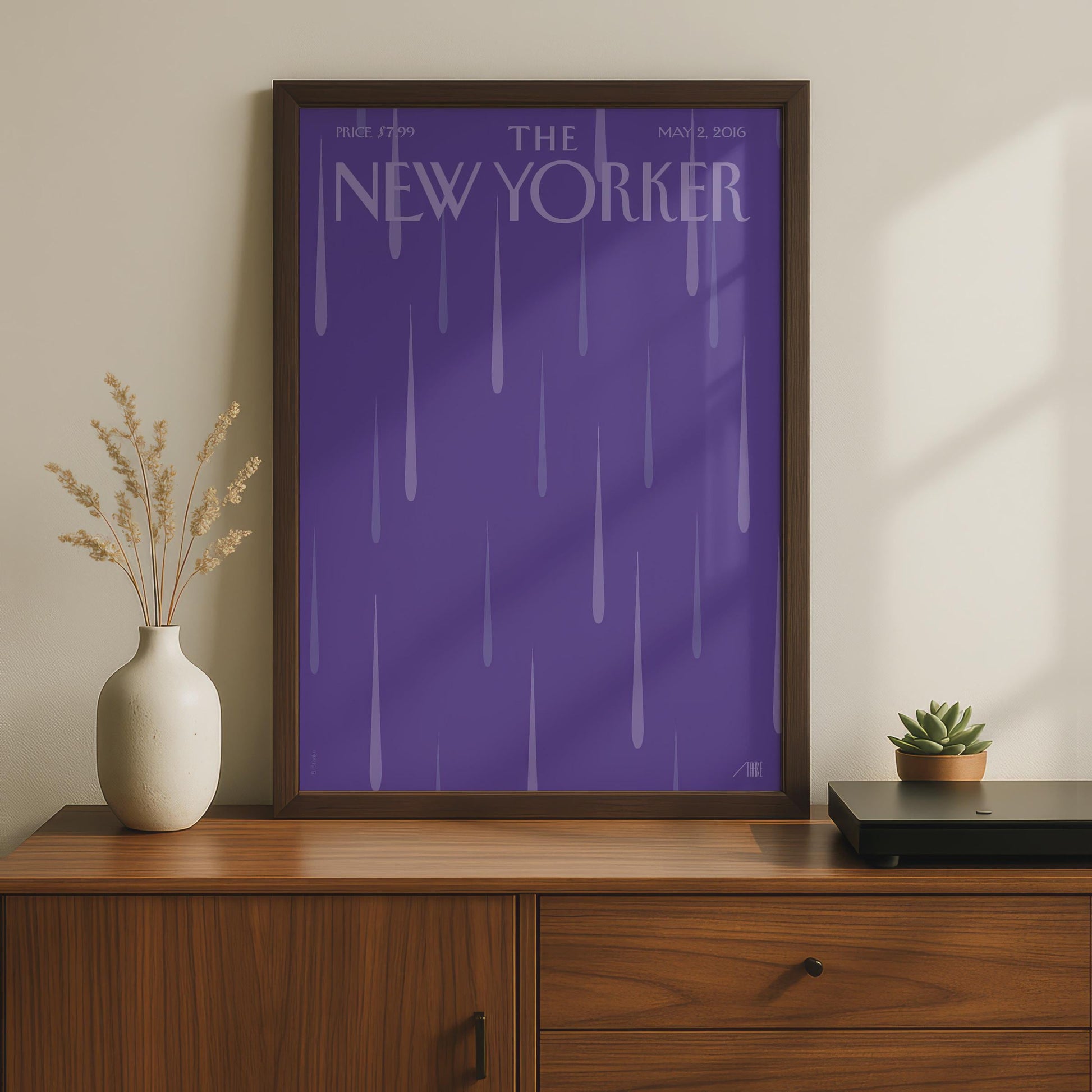 The New Yorker Poster May 2016, Purple Rain Cover Art Print, Minimalist Wall Art wall art print