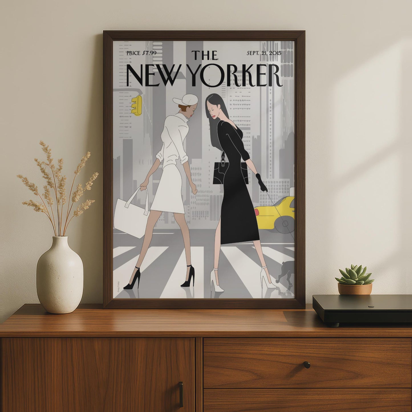 The New Yorker Fashion Poster, NYC Street Style Wall Art, Black White Print wall art print