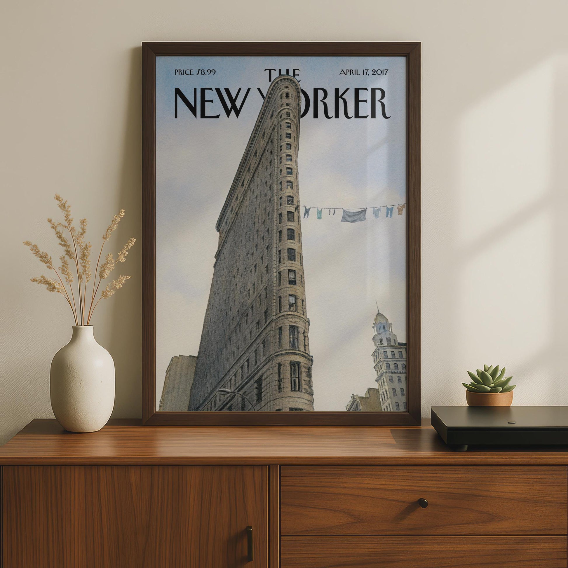 New Yorker Poster Flatiron Building NYC, New York City Wall Art Print, Manhattan wall art print