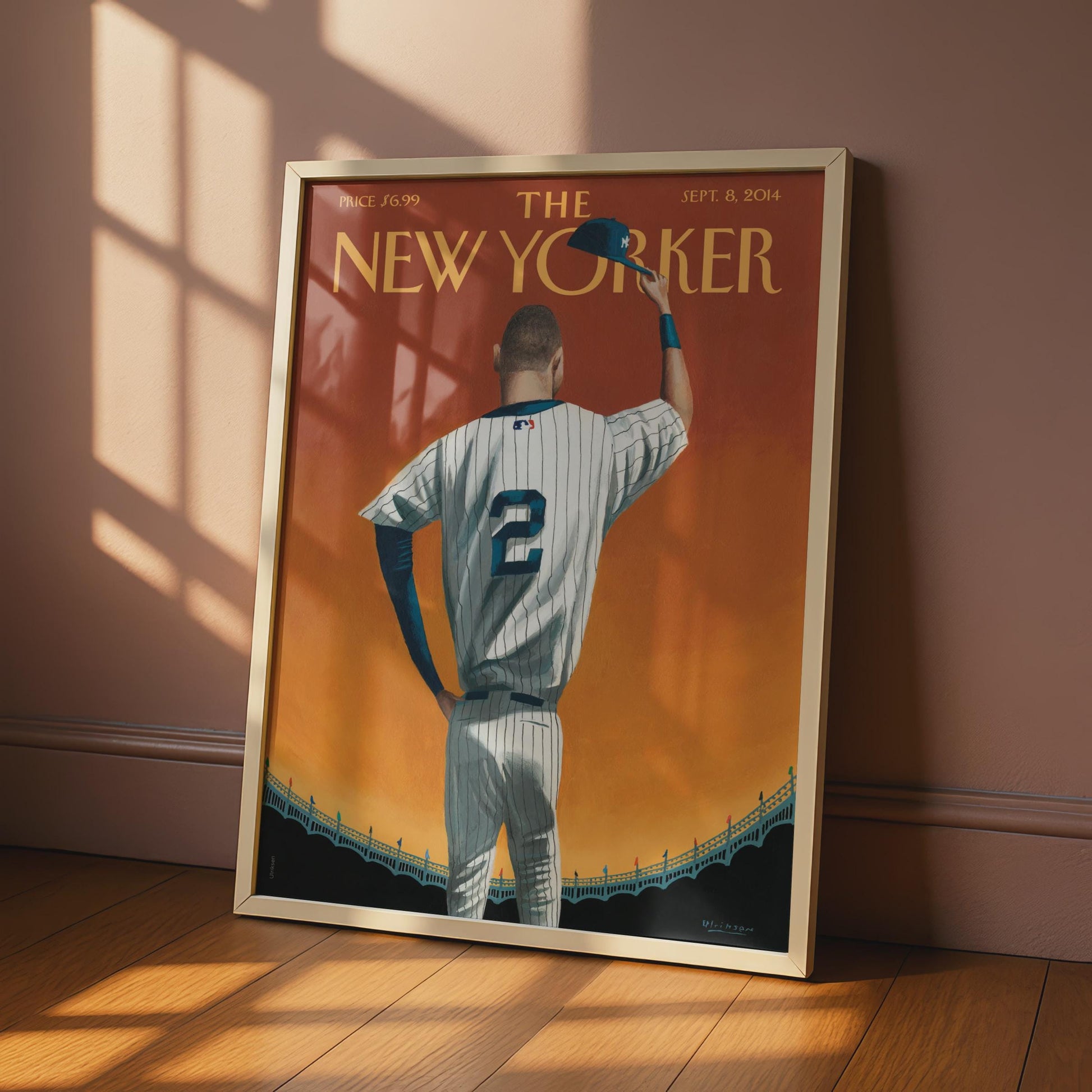The New Yorker Baseball Poster, Yankees Number 2 Art Print, Sports Wall Art wall art print