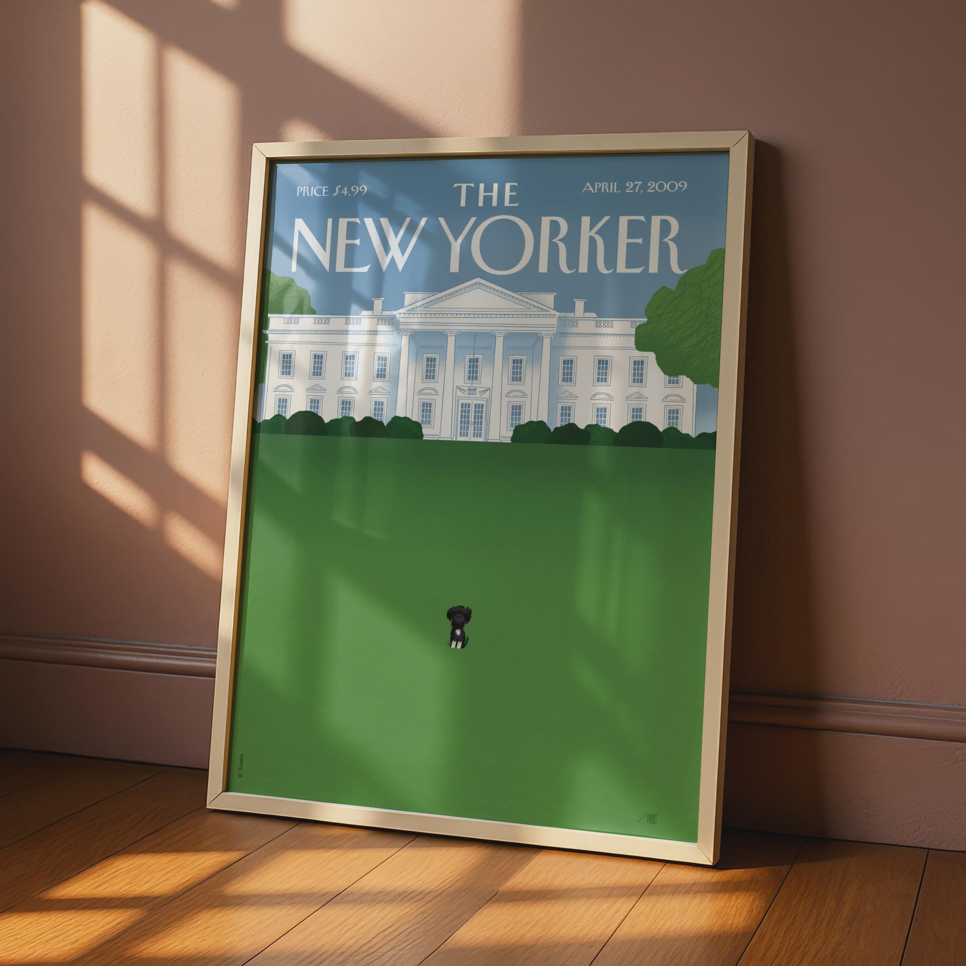 The New Yorker Cover Poster, White House Black Dog Art Print, Iconic Magazine Wall Art wall art print
