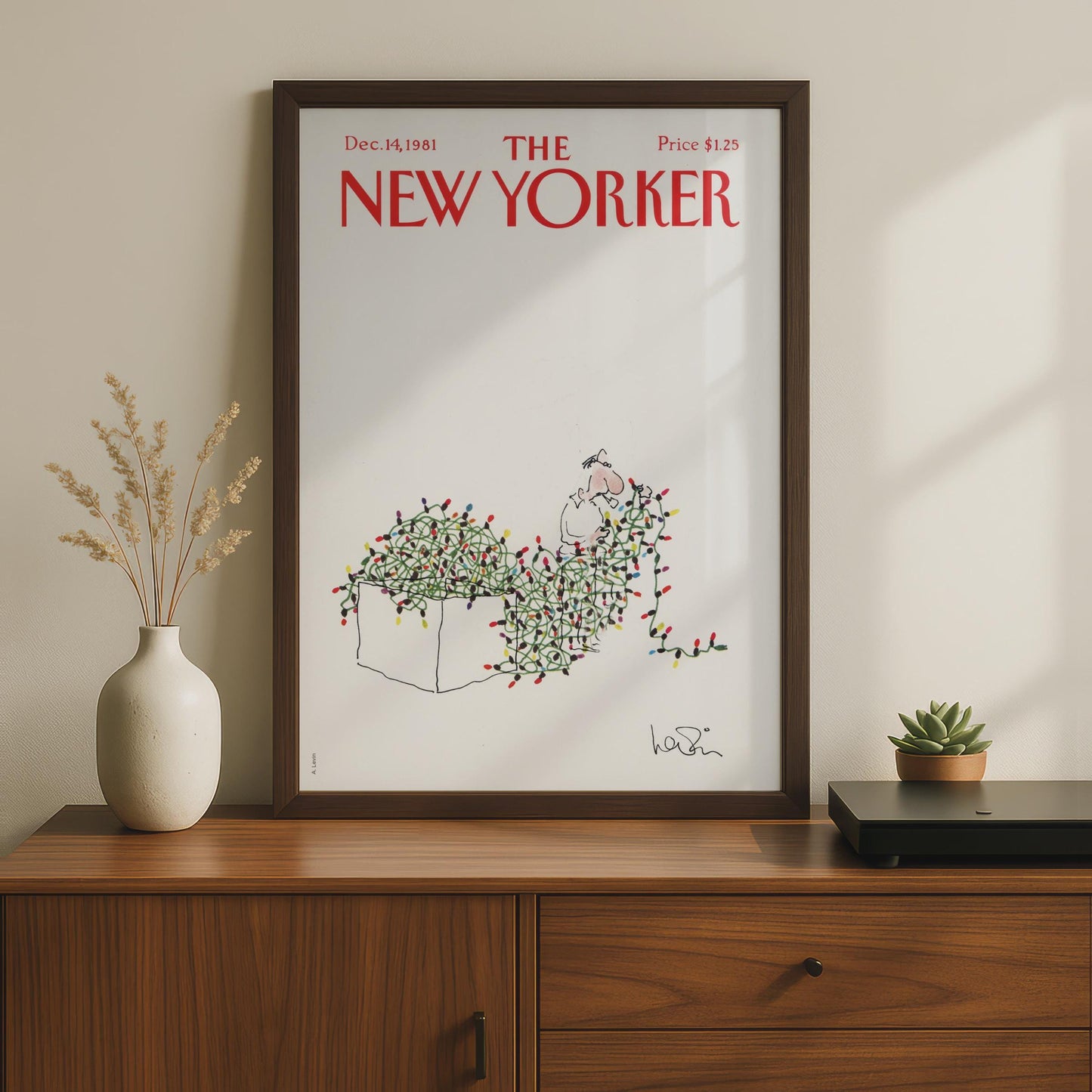 The New Yorker Christmas Lights Poster, Vintage 1981 Cover Art, Funny Holiday Wall Art wall art print