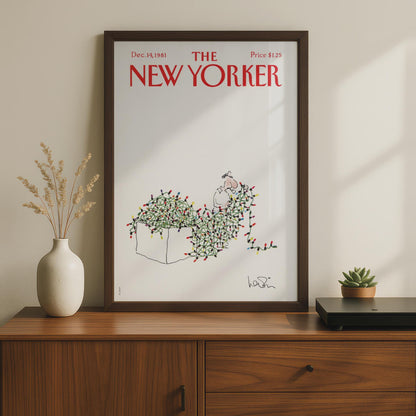 The New Yorker Christmas Lights Poster, Vintage 1981 Cover Art, Funny Holiday Wall Art wall art print