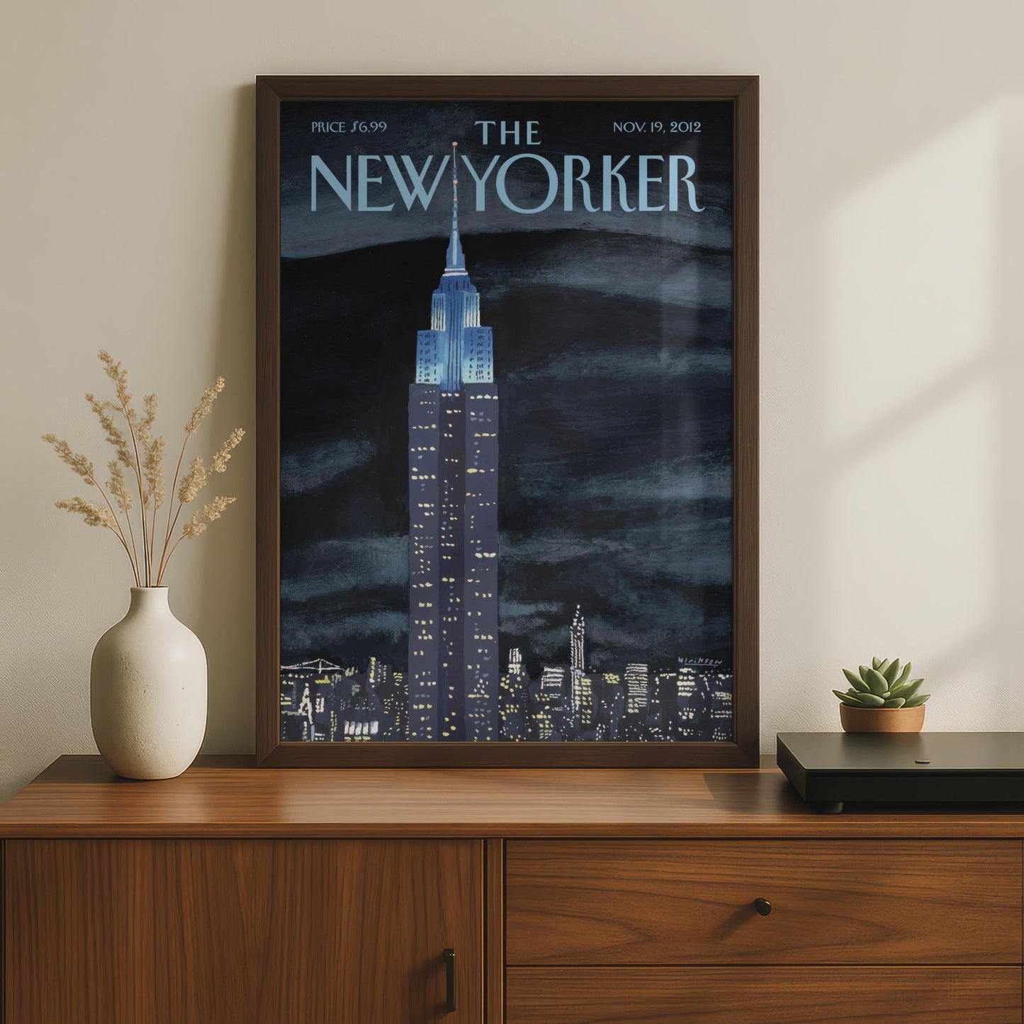 The New Yorker Poster, Empire State Building Night, NYC Wall Art, New York Print wall art print