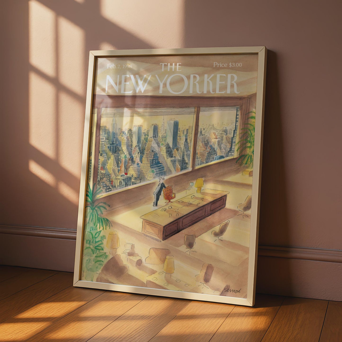 The New Yorker 1998 Cover Poster, NYC Skyline Office Art, Sempe Wall Art Print wall art print