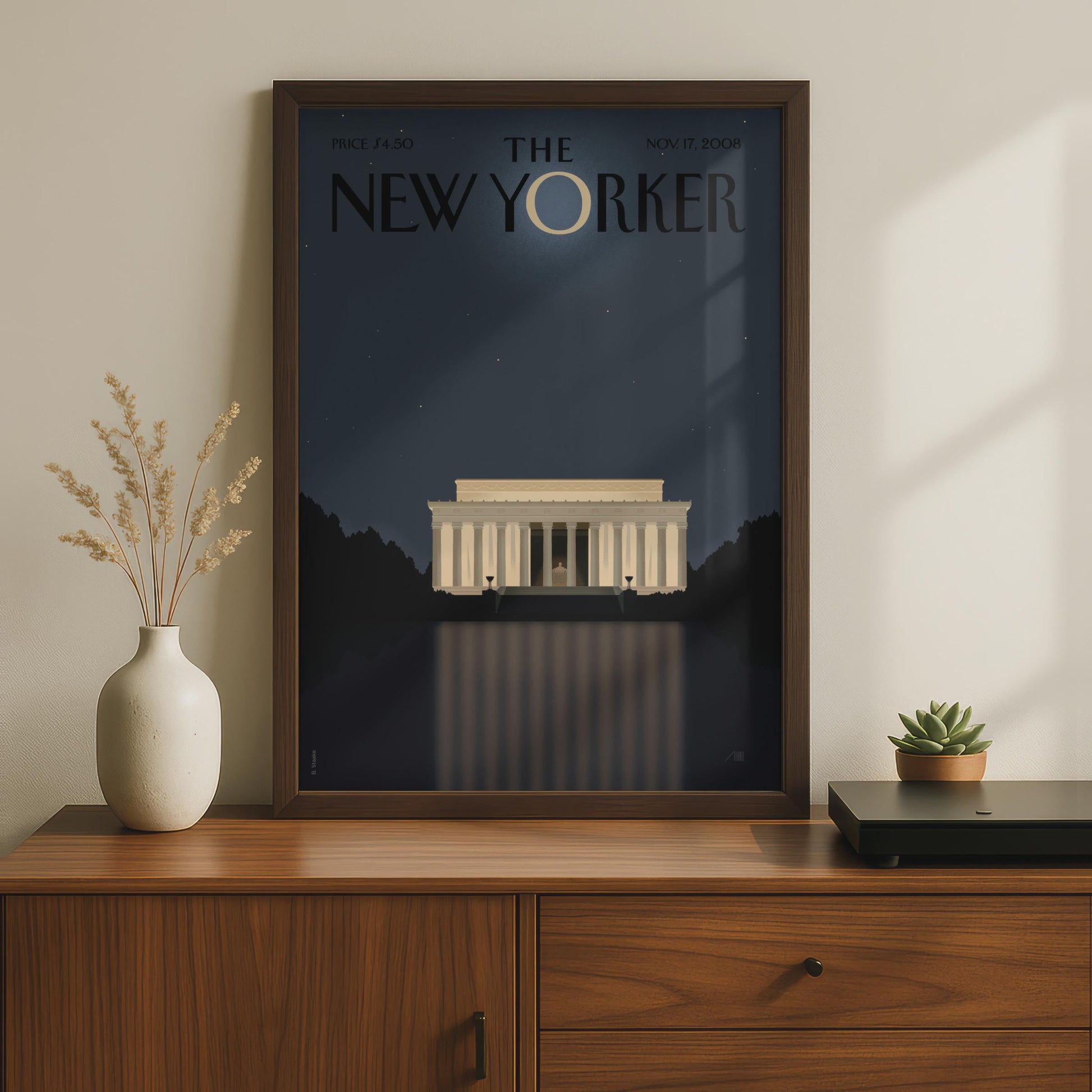 The New Yorker Poster Lincoln Memorial Washington DC, Magazine Cover Wall Art wall art print